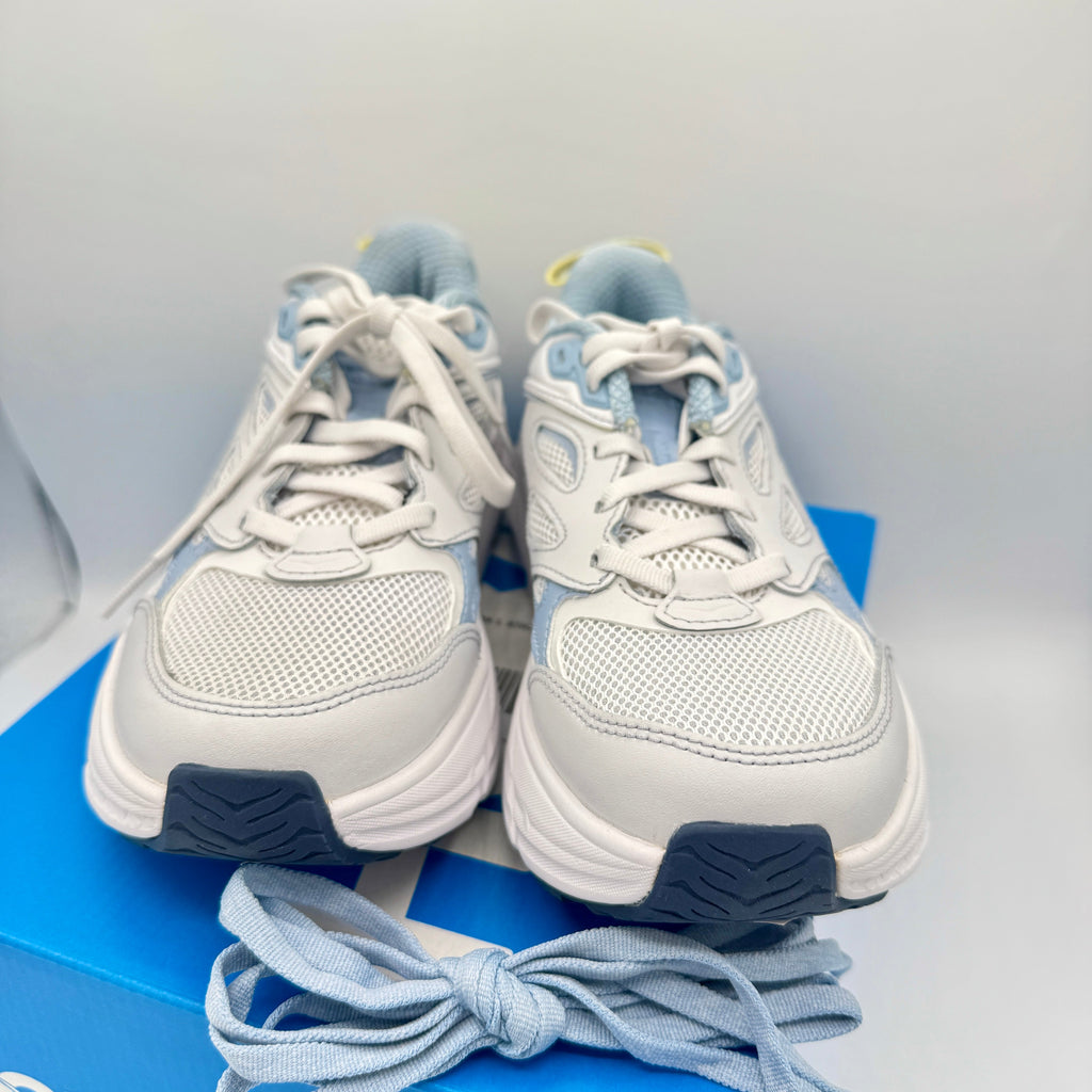 Hoka Clifton L Leather in Cosmic Grey / Varsity Navy Blue Unisex All Gender