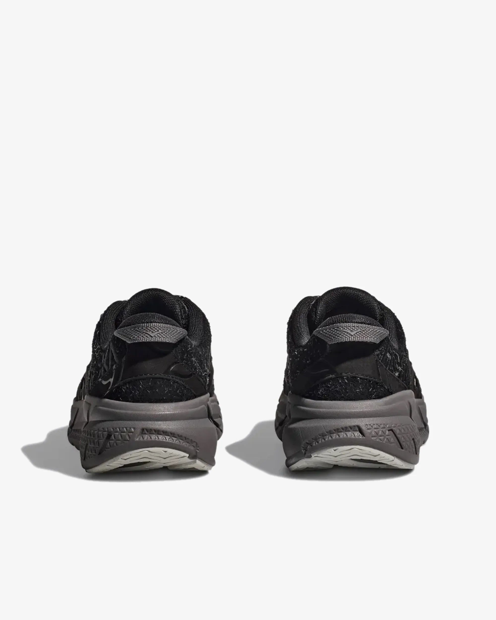 Hoka Clifton Elite Terrain System L Suede Leather Black Grey Unisex Sneakers