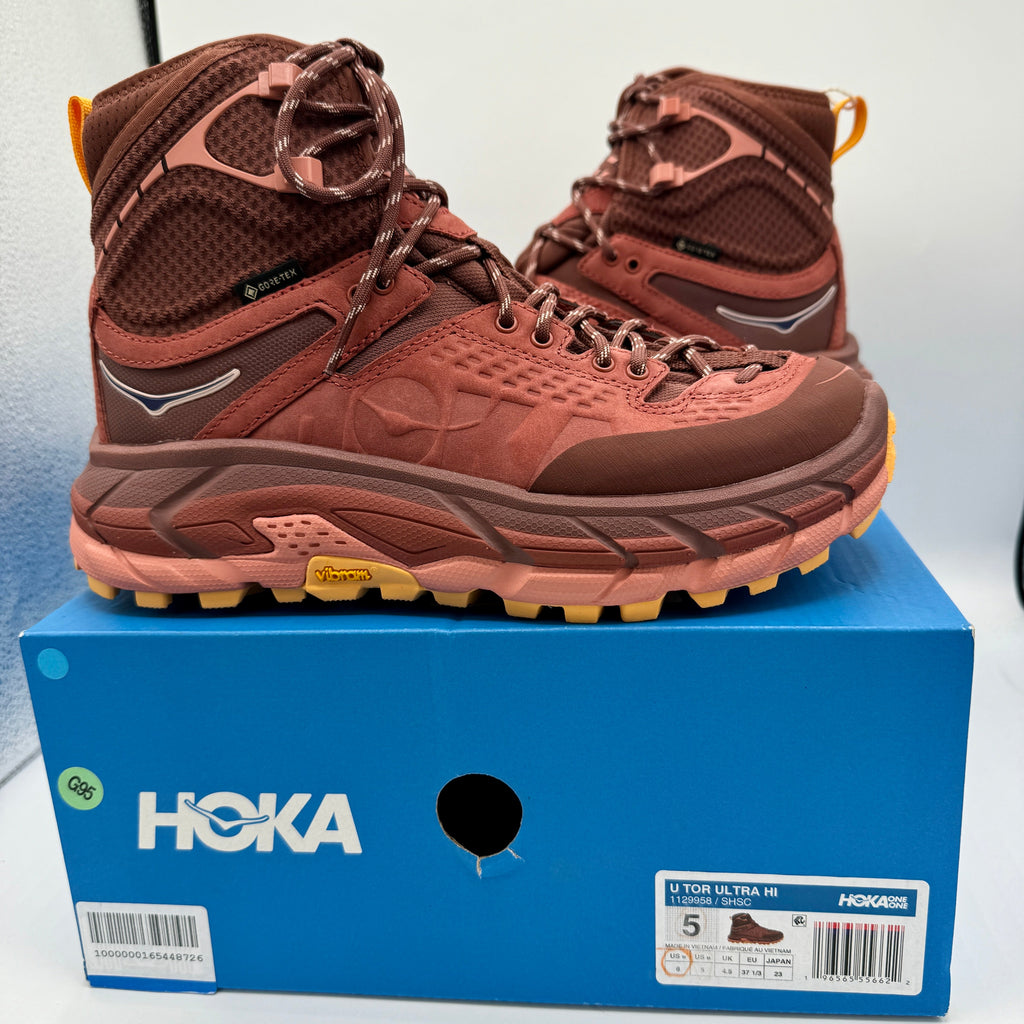 Hoka Tor Ultra Hi Hiker in Red Spice / Hot Sauce Hiking Boots Unisex
