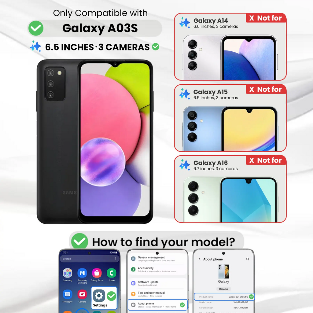 Entronix Clear Screen Protector Compatible with Galaxy A03s - 2-Piece Combo