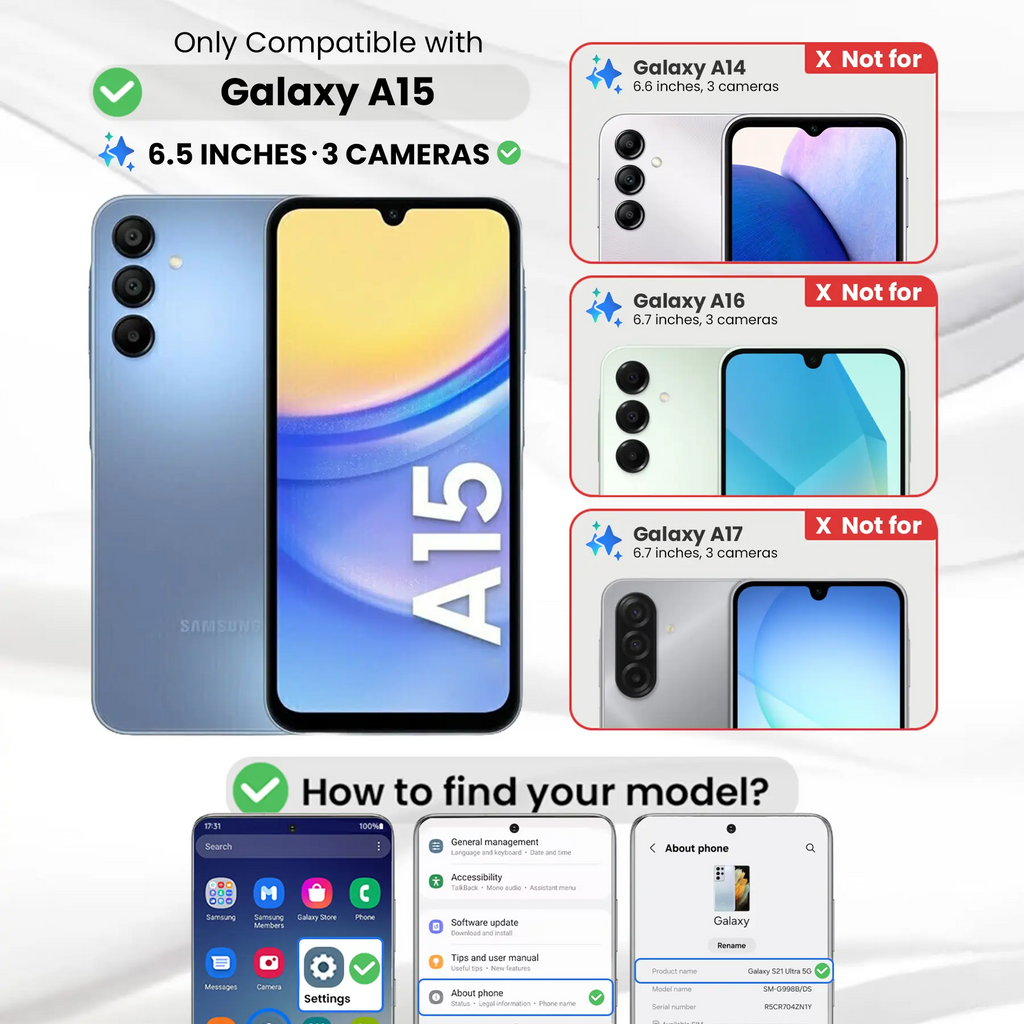 Entronix Clear Screen Protector Compatible with Galaxy A15 - 2-Piece Combo
