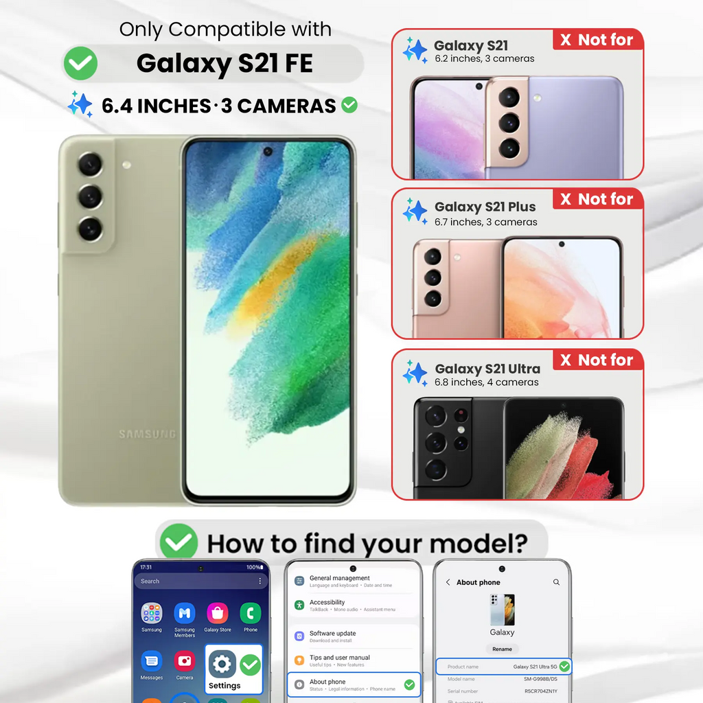 Entronix Clear Screen Protector Compatible with Galaxy S21 FE - 2-Piece Combo