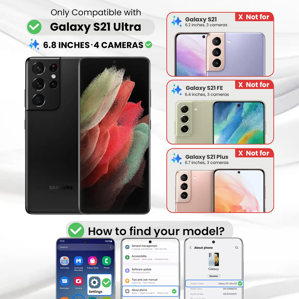 Entronix Clear Screen Protector Compatible with Galaxy S21 Ultra - 3-Piece Combo