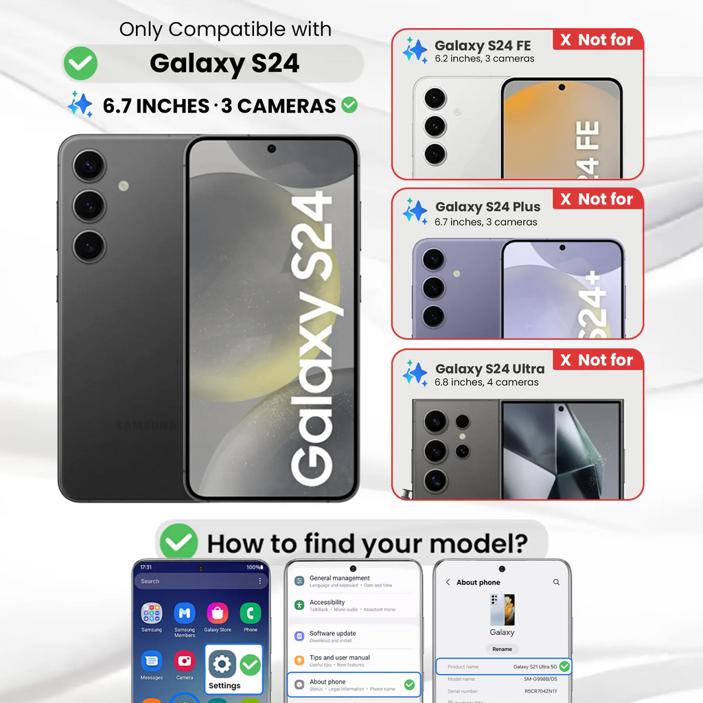 Entronix [Magnetic] Case Compatible with Galaxy S24 - [Hard Back] Slim Clear