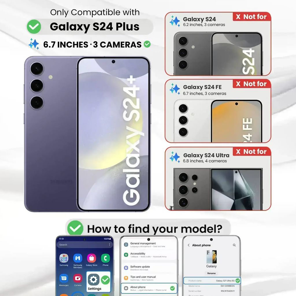 Entronix Clear Screen Protector Compatible with Galaxy S24 Plus - 2-Piece Combo