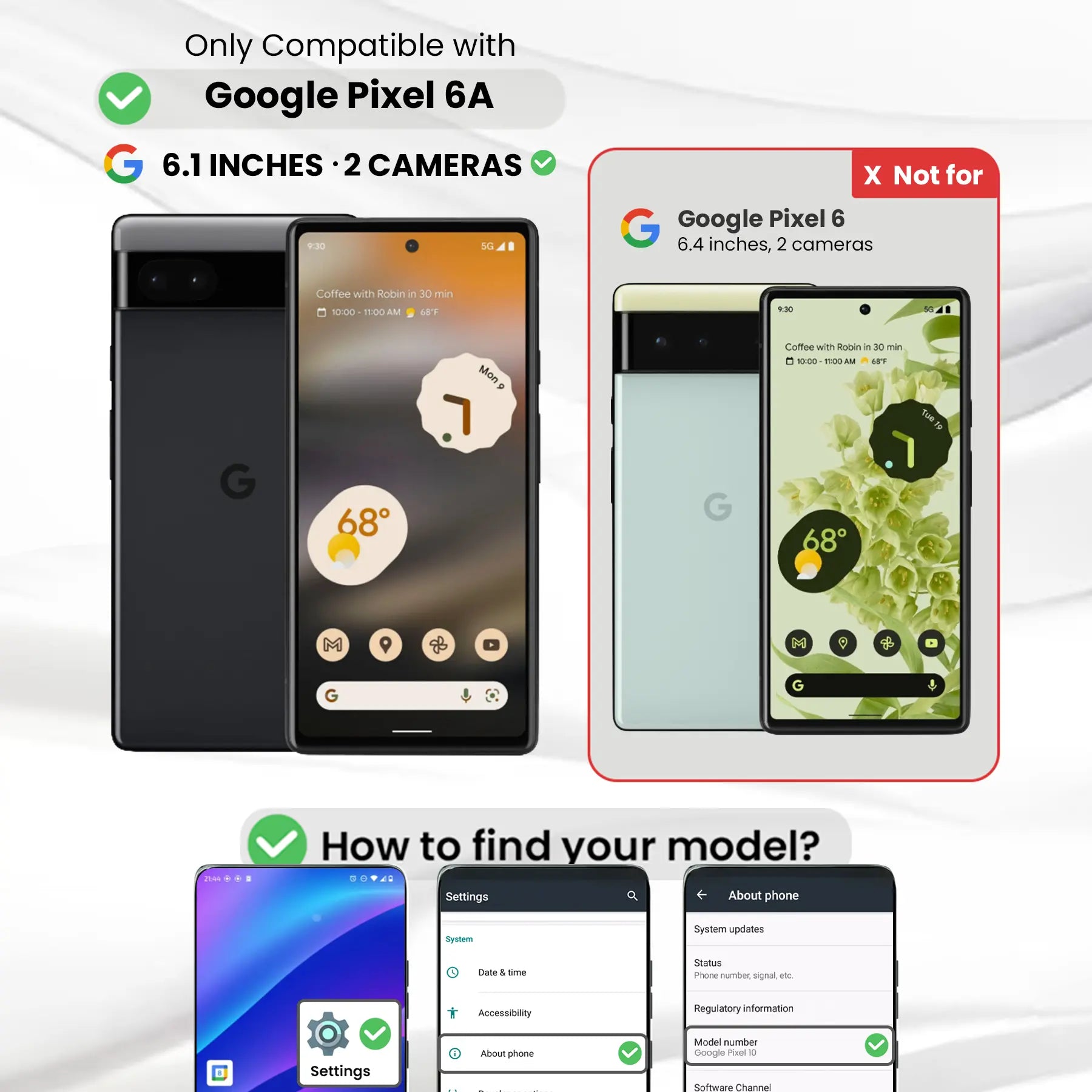 Entronix Clear Screen Protector Compatible with Pixel 6a - 3-Piece Combo
