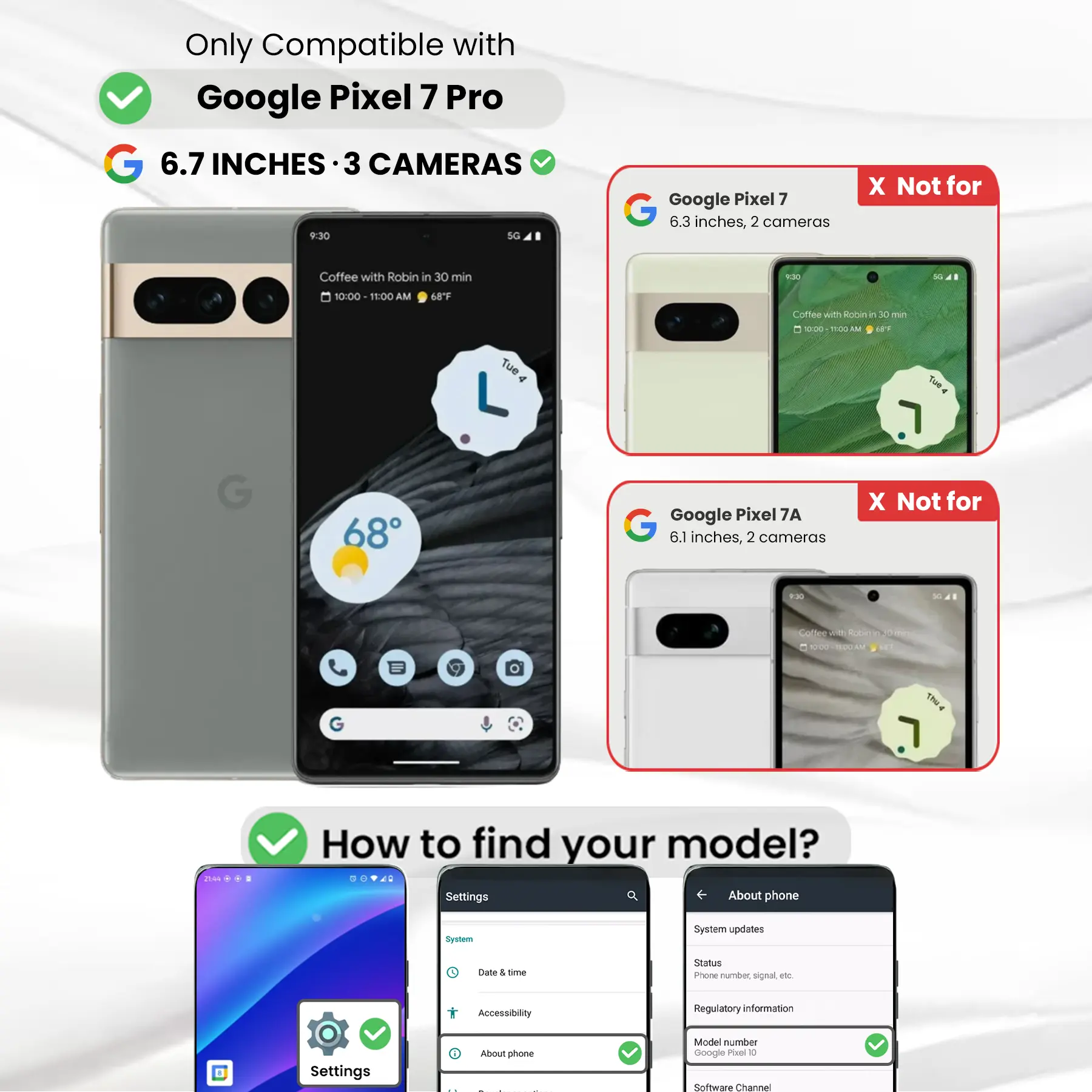 Entronix Case Compatible with Pixel 7 Pro - [Hard Back] Clear Cover
