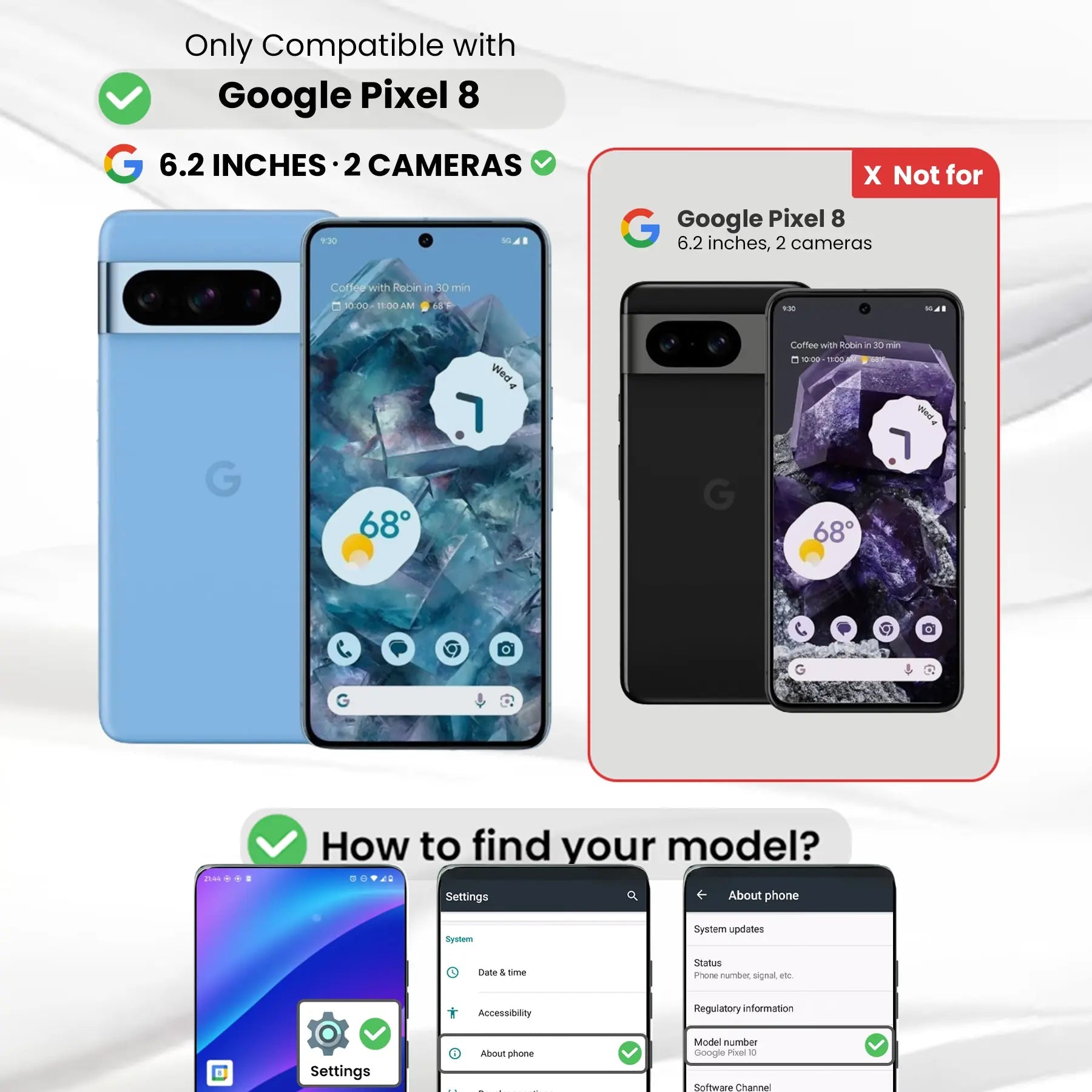 Entronix Clear Screen Protector Compatible with Pixel 8 - 2-Piece Combo
