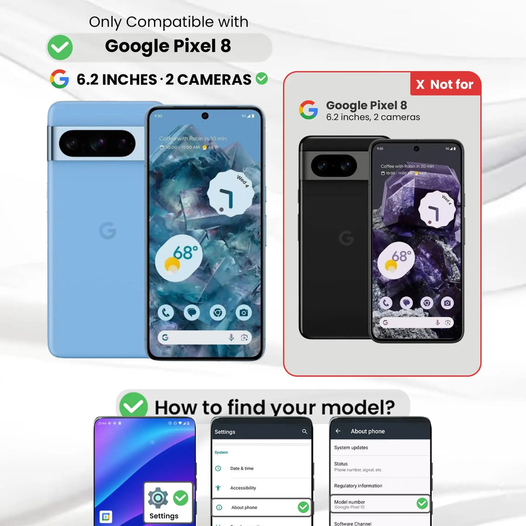Entronix Clear Screen Protector Compatible with Pixel 8 - 3-Piece Combo