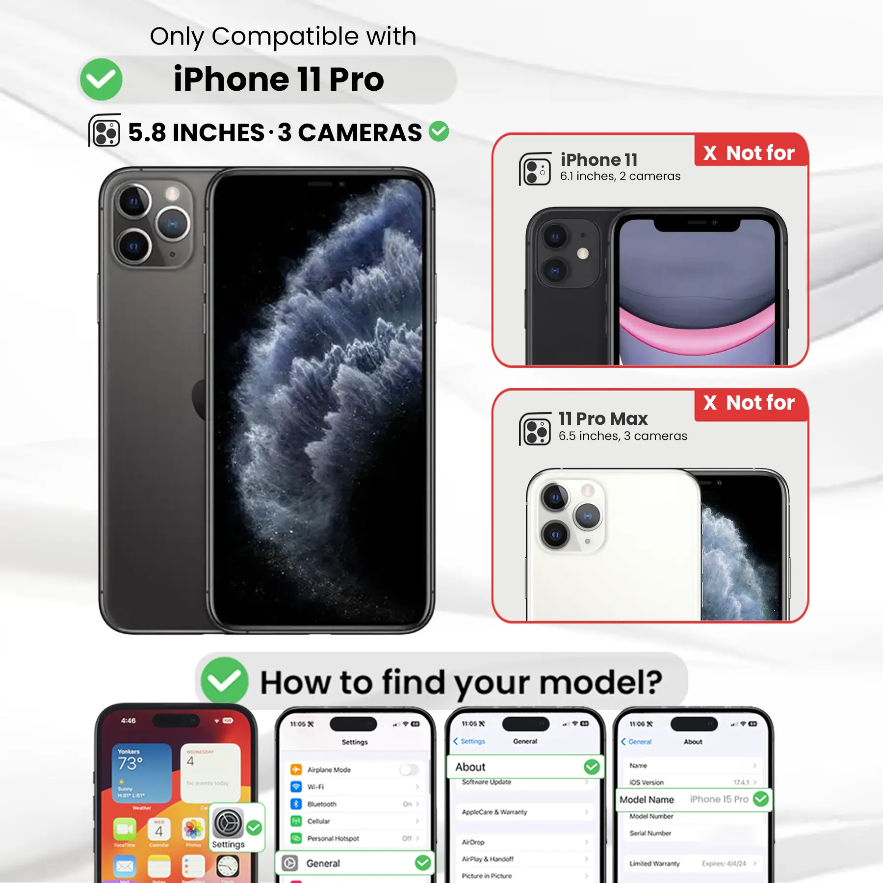Entronix Clear Screen Protector & Camera Lens Protector Compatible with iPhone 11 Pro - 6-Piece Combo