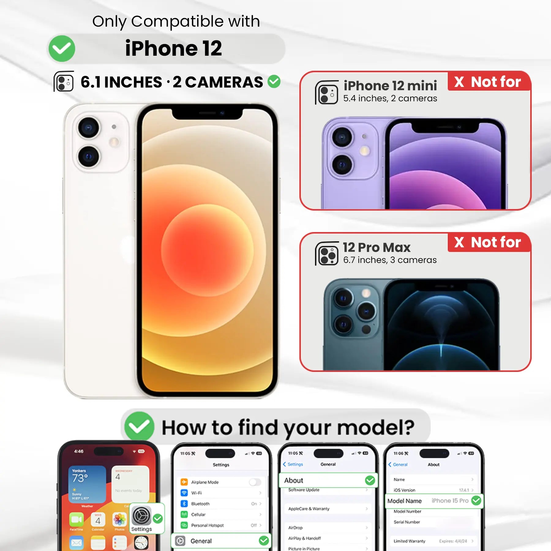 Entronix Clear Screen Protector & Camera Lens Protector Compatible with iPhone 12 - 4-Piece Combo