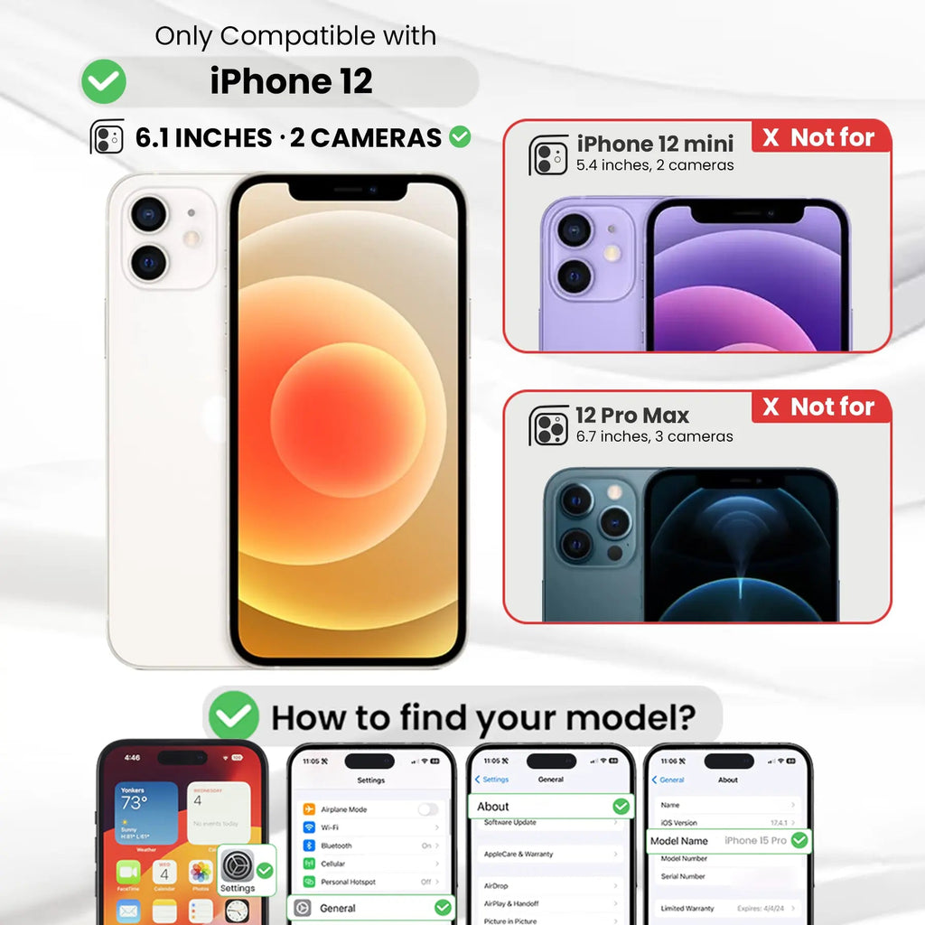 Entronix Bundle Compatible with iPhone 12 - [Magnetic] Clear Case, 2 Clear Screen Protectors & 2 Camera Lens Protectors