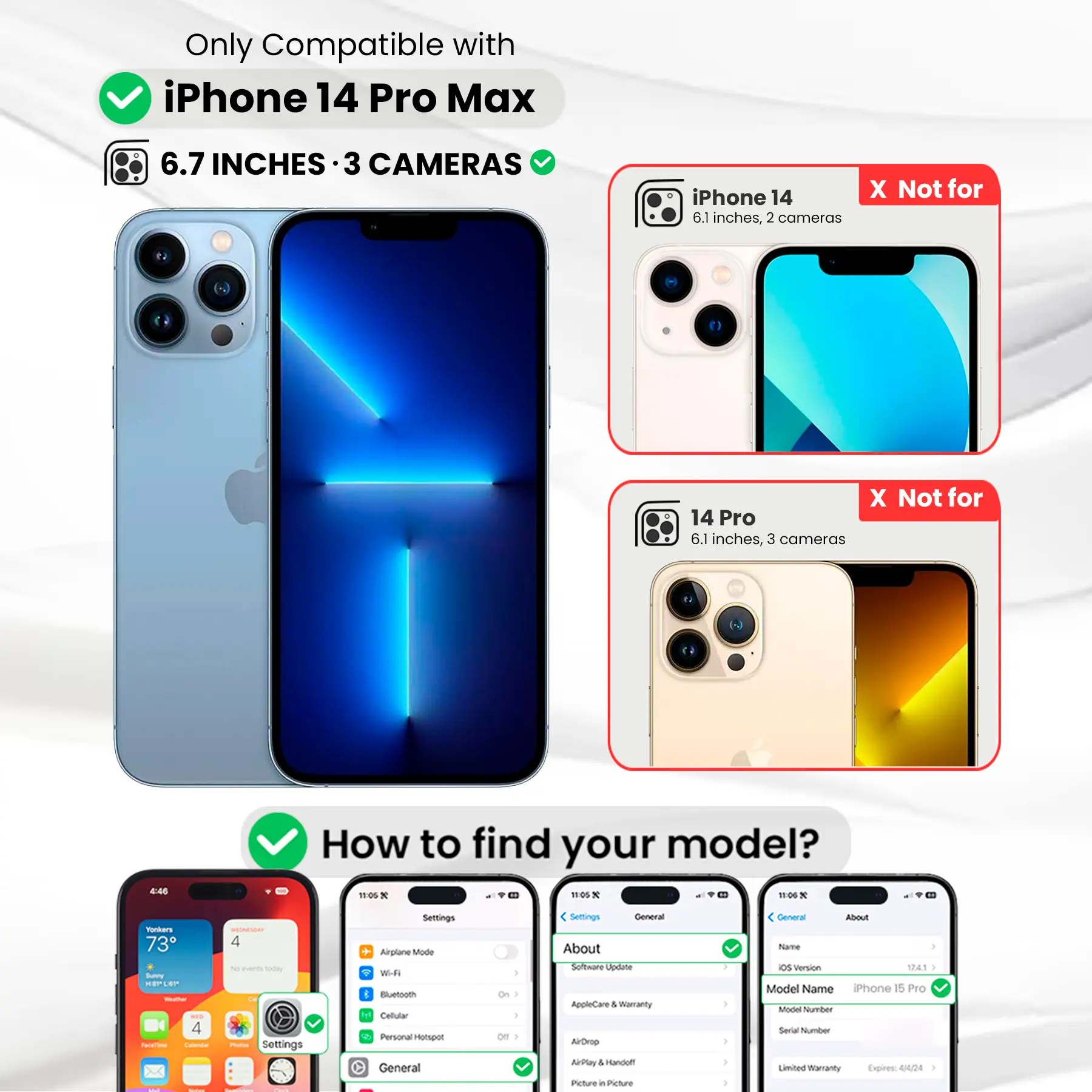 Entronix Bundle Compatible with iPhone 14 Pro Max - [Magnetic] Clear Case, 2 Clear Screen Protectors & 1 Camera Lens Protector
