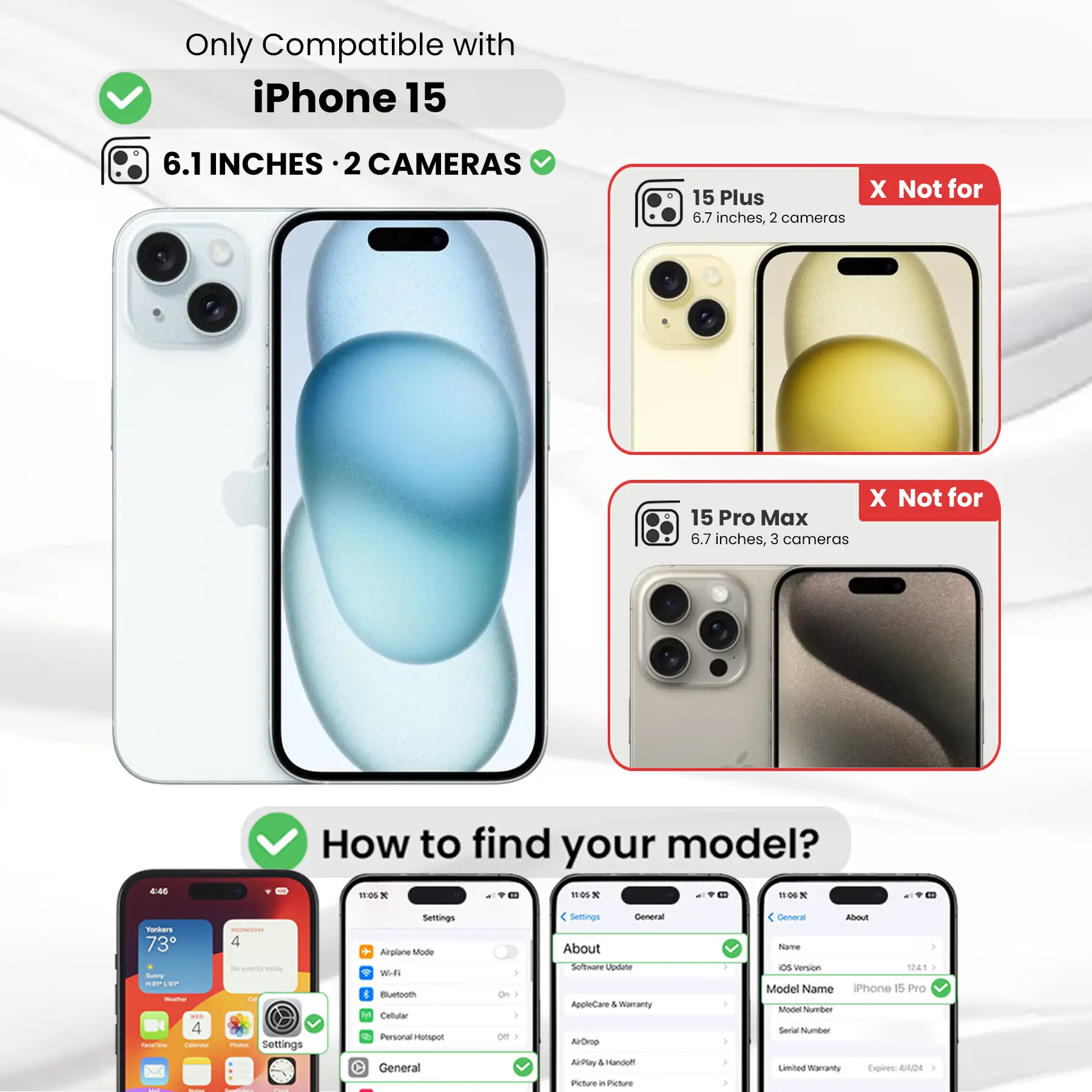 Entronix Case Compatible with iPhone 15 - Soft-Touch Dual-Layer Sleek Cover