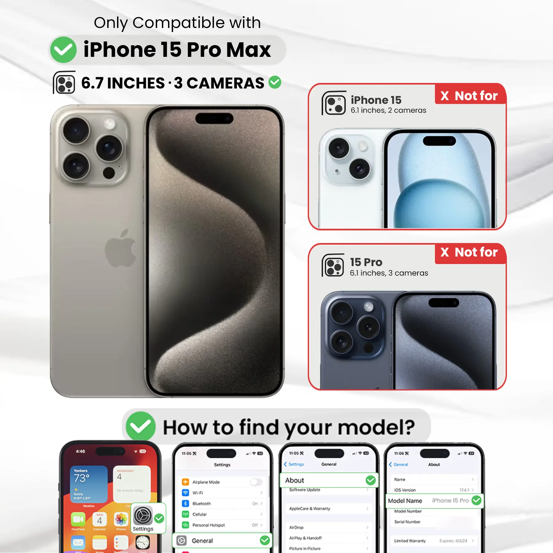 Entronix Case Compatible with iPhone 15 Pro Max - [Hard Back] Slim Clear