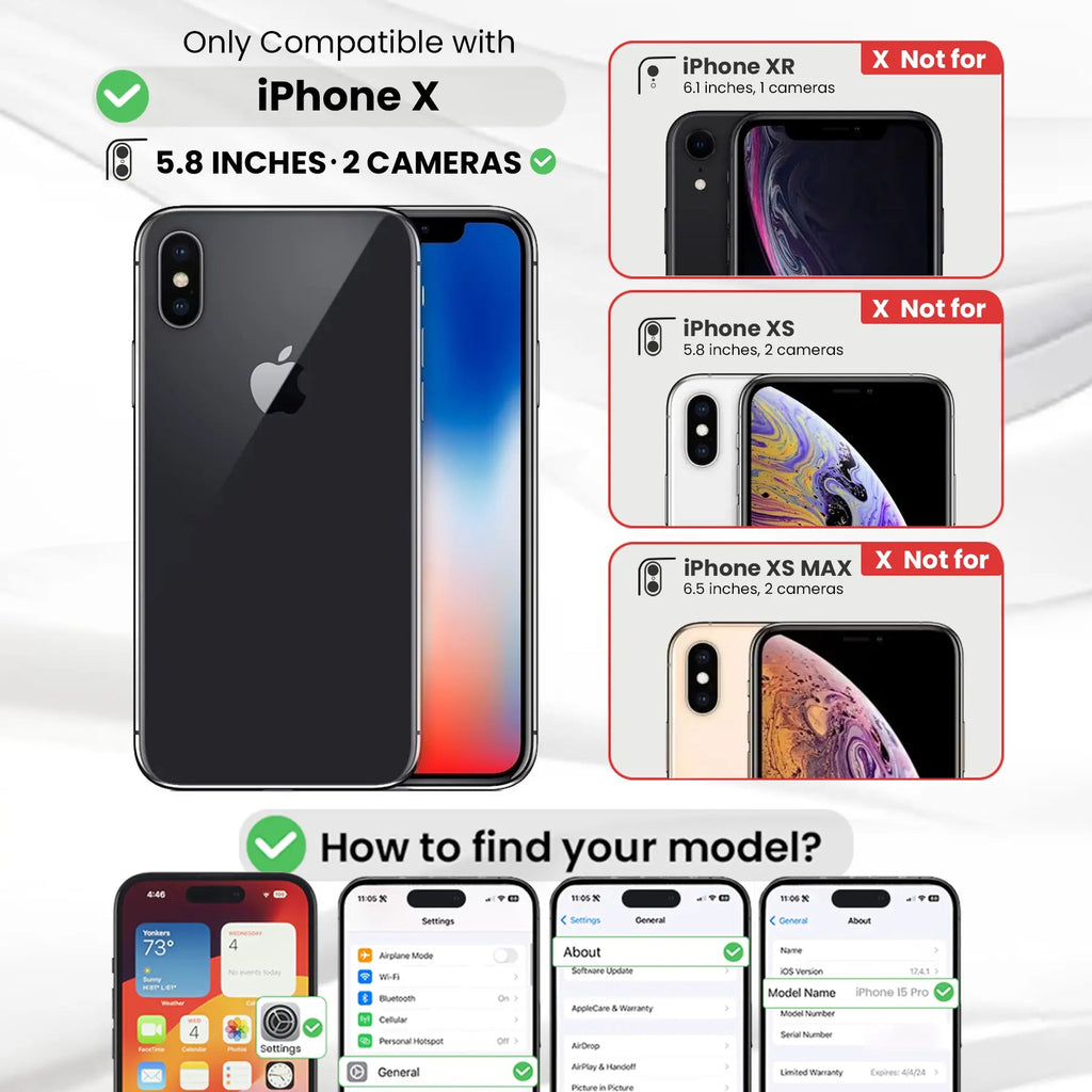 Entronix Bundle Compatible with iPhone X - [Hard Back] Clear Case & 2 Clear Screen Protectors