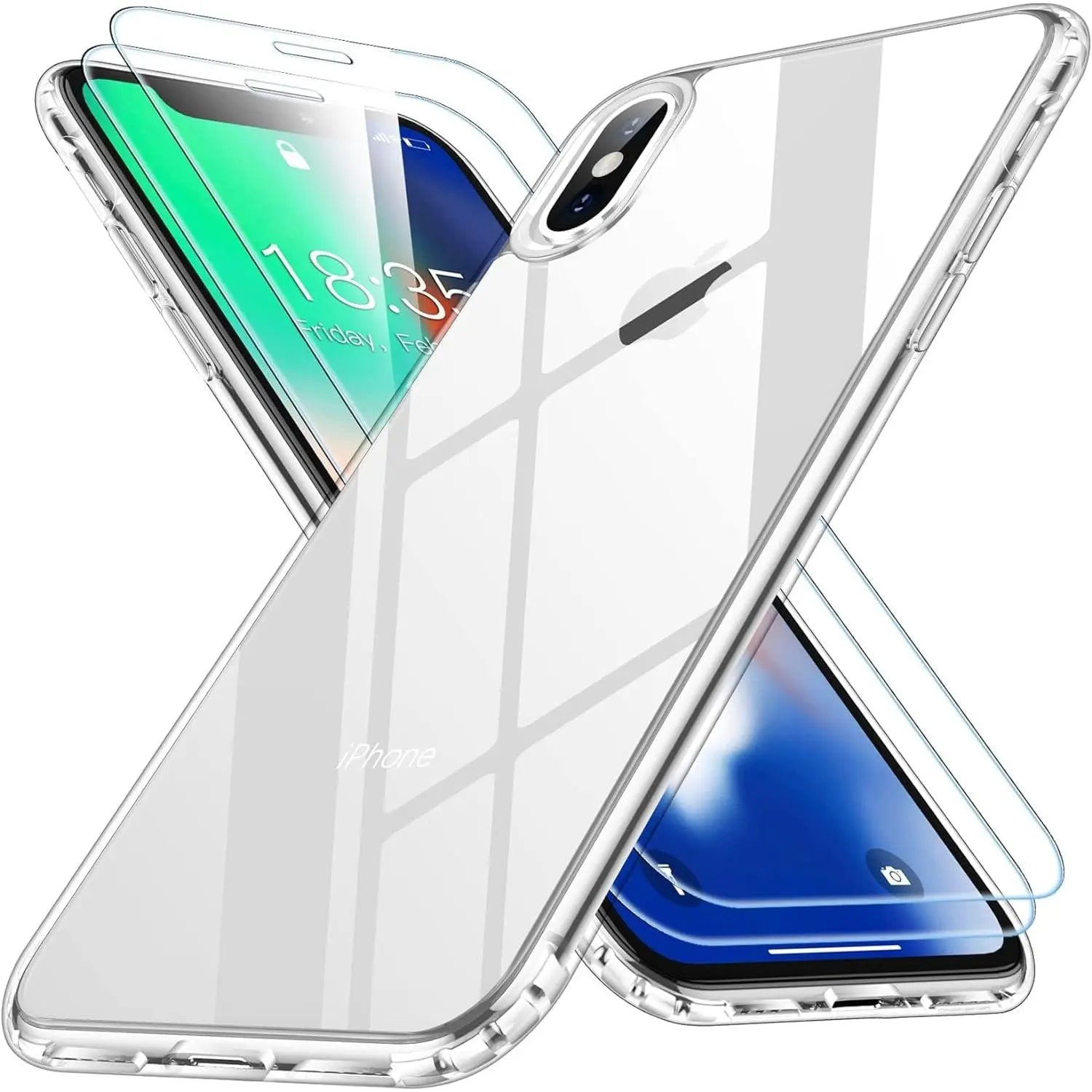 Entronix Bundle Compatible with iPhone XS Max - [Hard Back] Clear Case & 2 Clear Screen Protectors