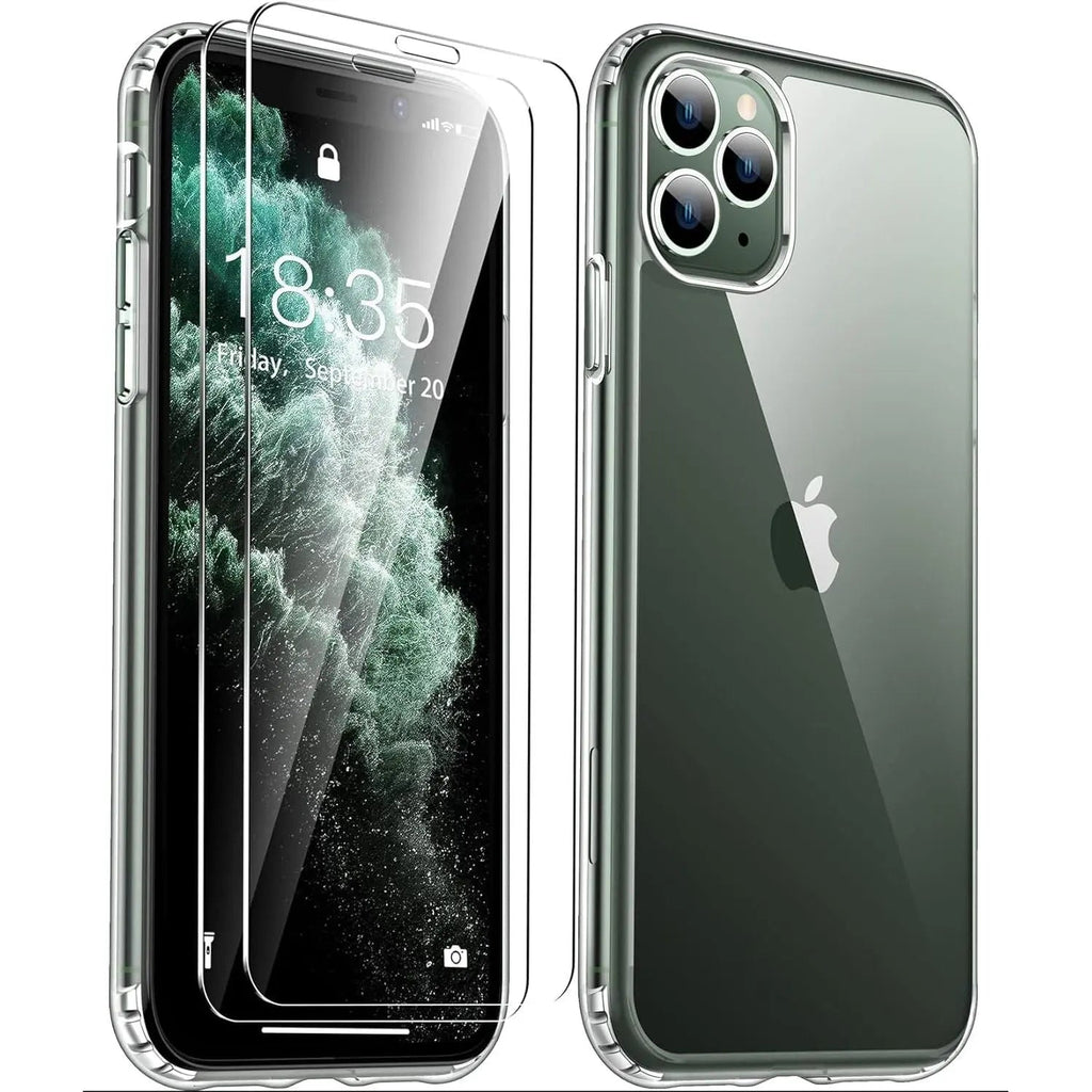 Entronix Bundle Compatible with iPhone 11 Pro Max - [Hard Back] Clear Case & 2 Clear Screen Protectors