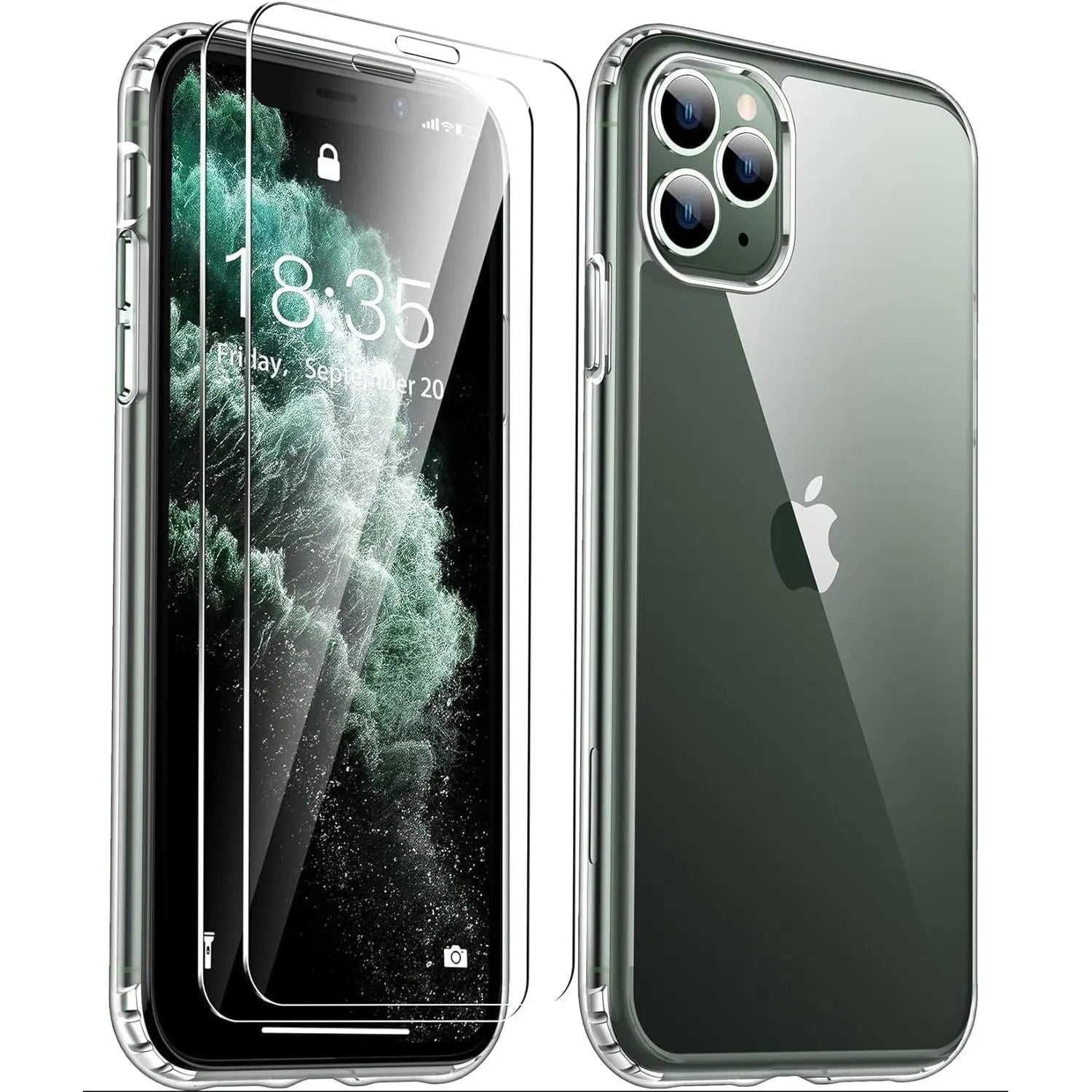Entronix Bundle Compatible with iPhone 11 Pro Max - [Hard Back] Clear Case & 2 Clear Screen Protectors