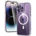 Entronix Bundle Compatible with iPhone 14 Pro Max - [Magnetic] Clear Case, 1 Clear Screen Protector & 1 Camera Lens Protectors