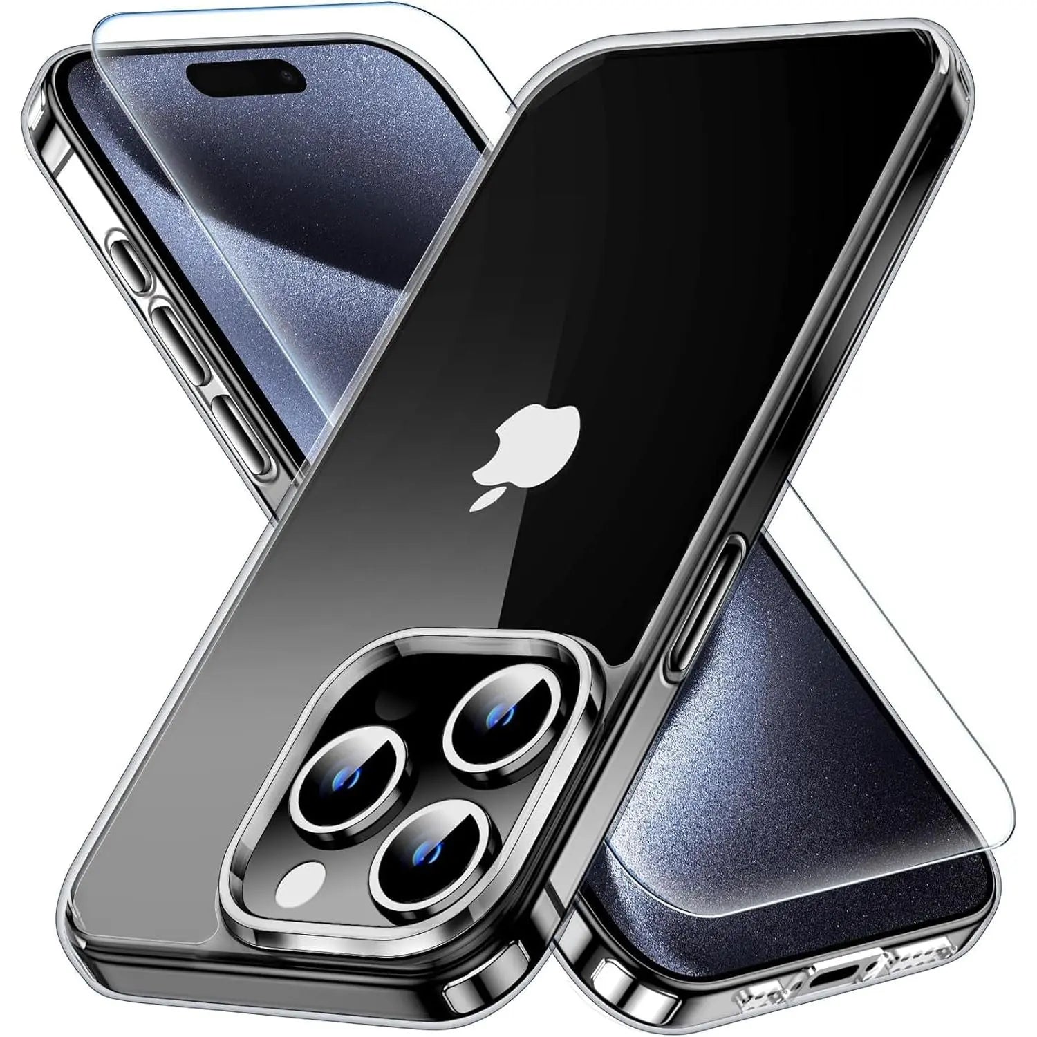 Entronix Bundle Compatible with iPhone 15 Pro Max - [Hard Back] Clear Case & 1 Clear Screen Protector