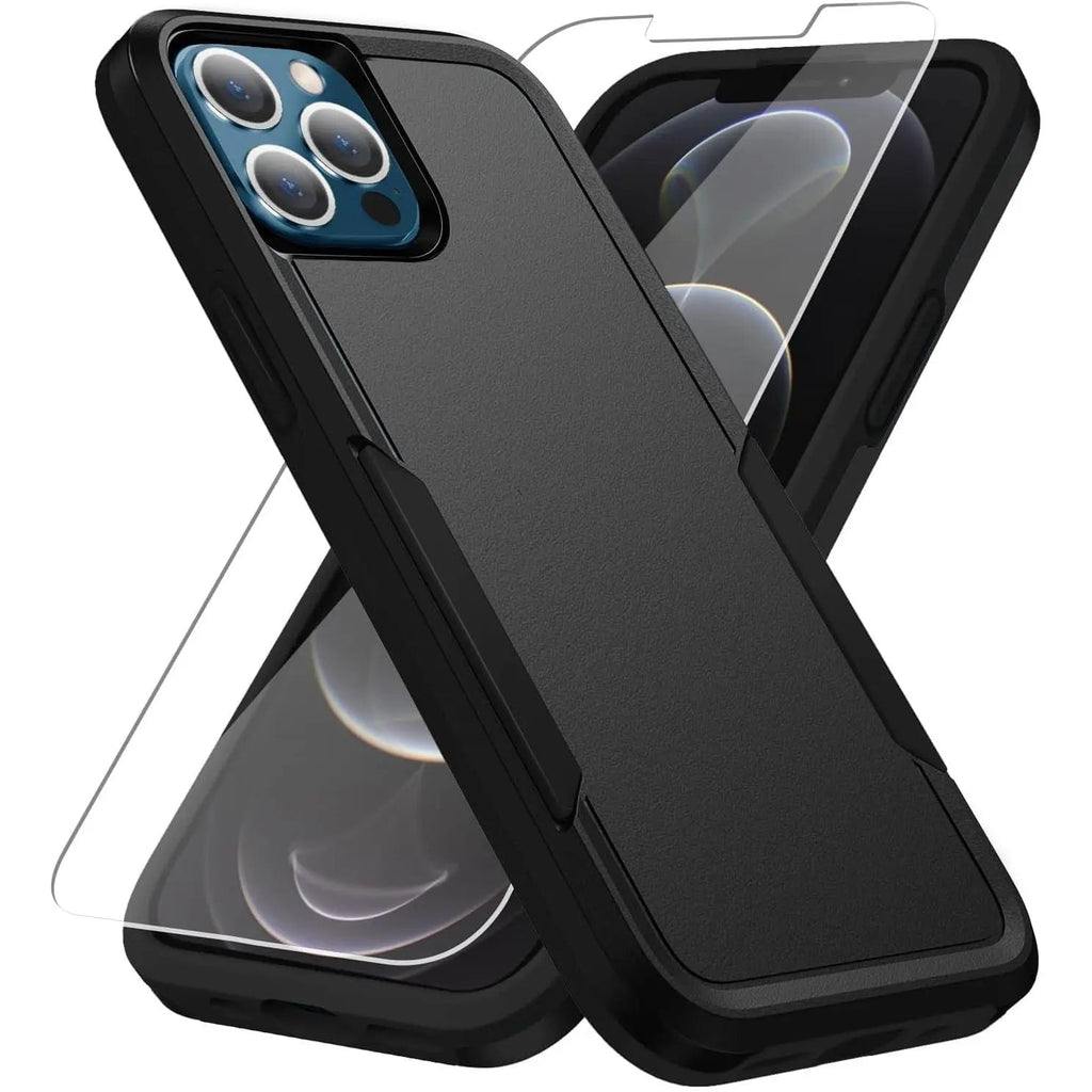 Entronix Bundle Compatible with iPhone 11 Pro Max - Soft-Touch Dual-Layer Case & 1 Clear Screen Protector