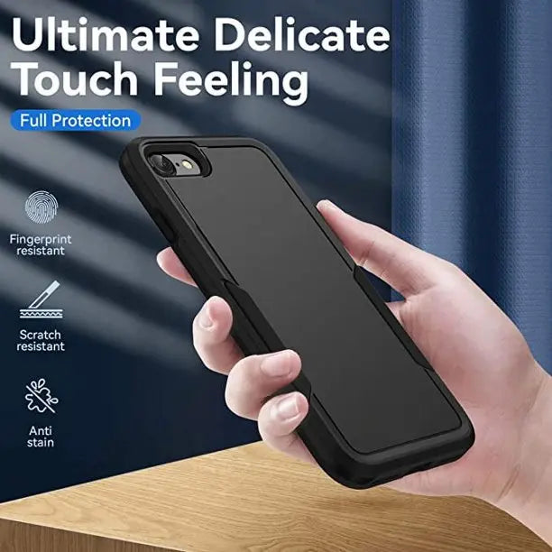 Entronix Bundle Compatible with iPhone 8/7/SE (2nd Gen) - Soft-Touch Dual-Layer Case & 1 Clear Screen Protector