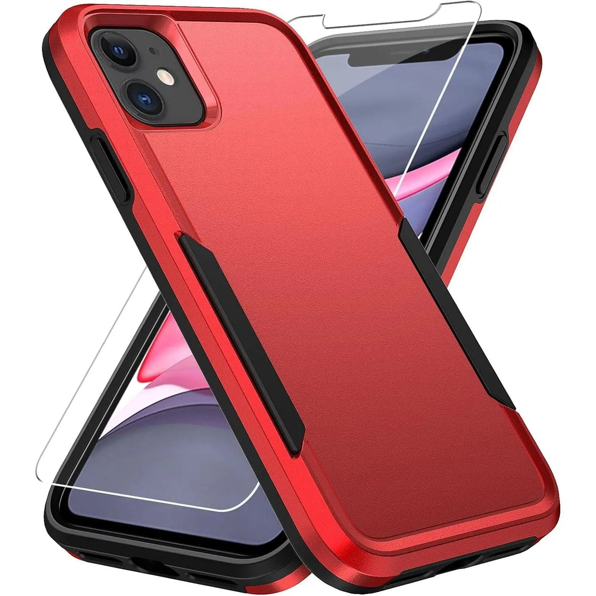 Entronix Bundle Compatible with iPhone 11 - Soft-Touch Dual-Layer Case & 1 Clear Screen Protector