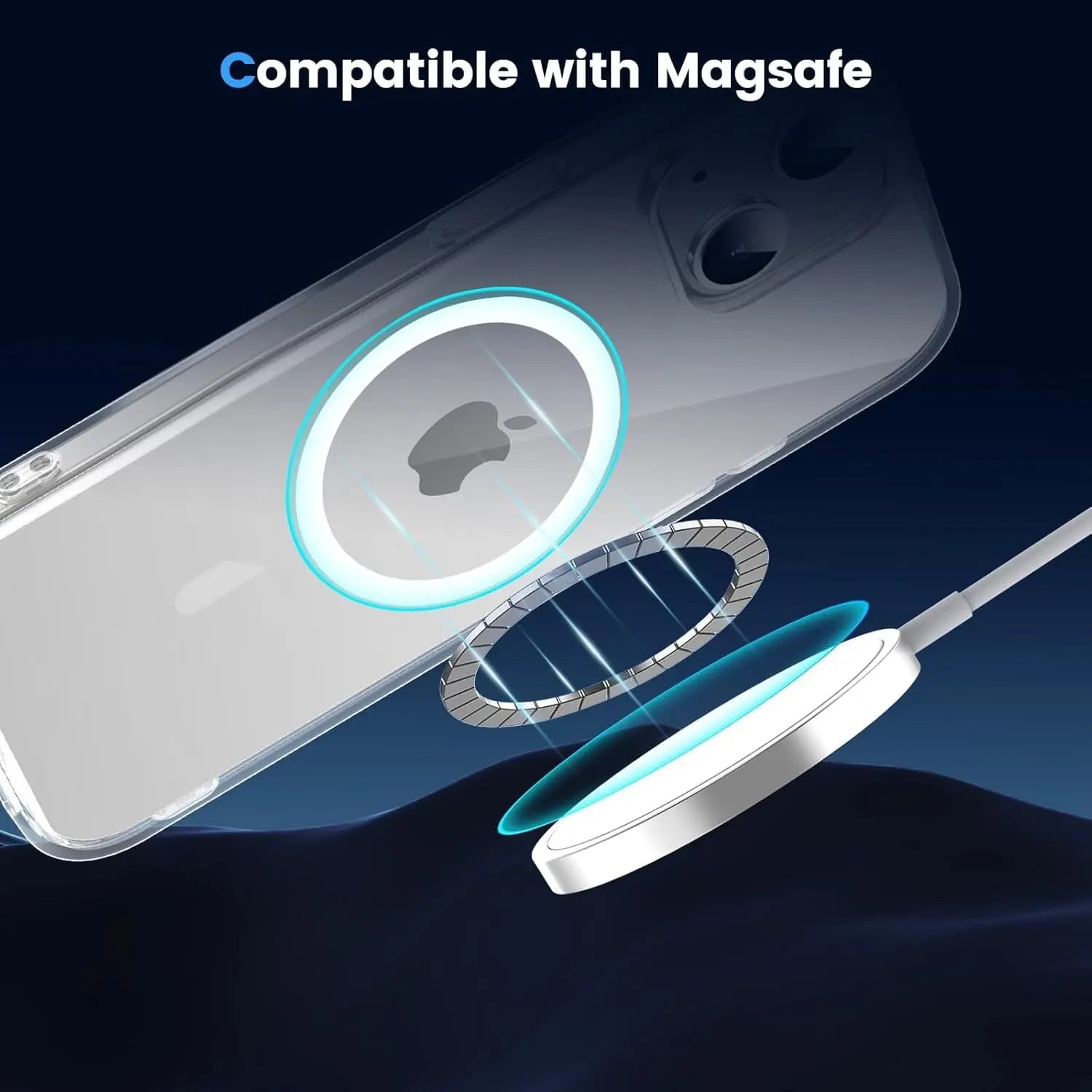 Entronix [Magnetic] Case Compatible with iPhone 15 - [Hard Back] Slim Clear