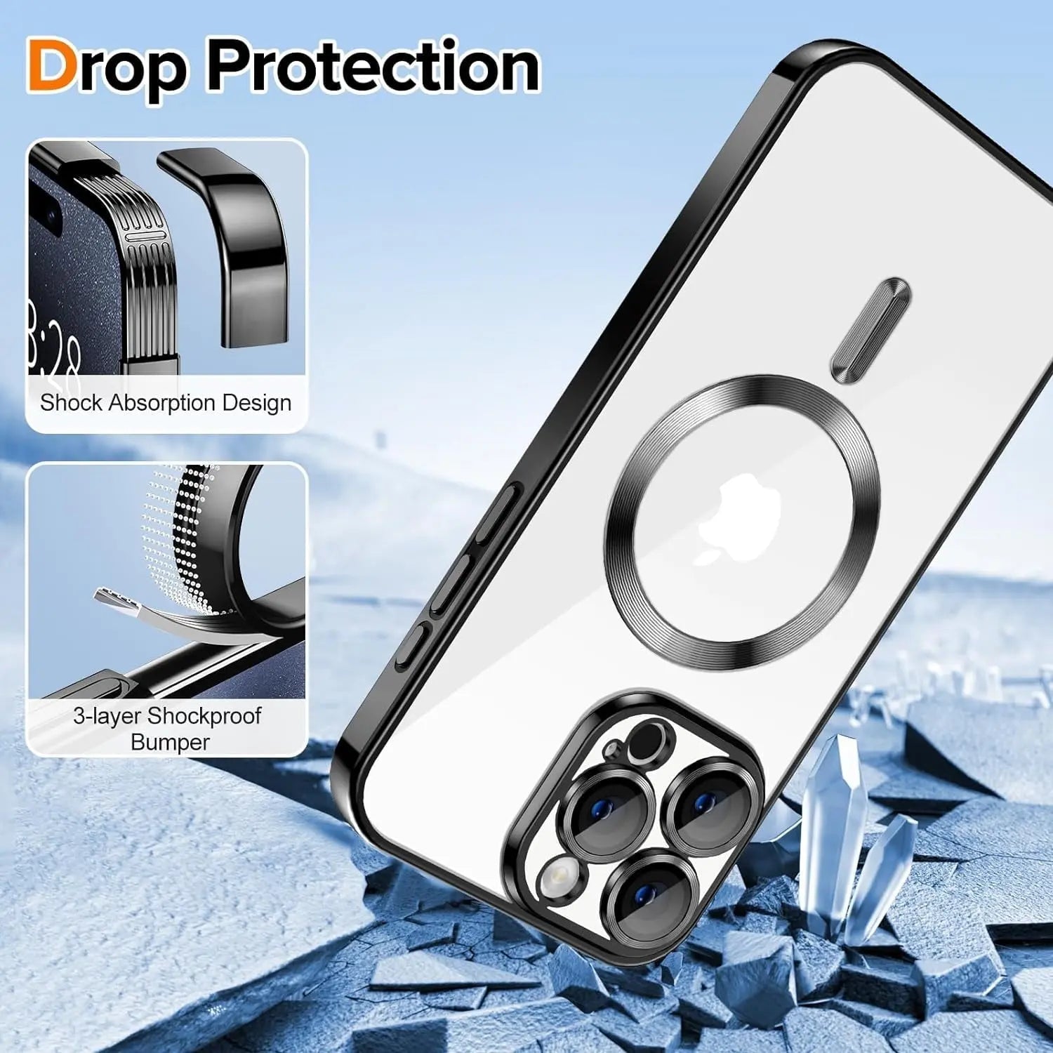 Entronix [Magnetic] Case Compatible with iPhone 13 Pro - [Clear Back] Luxury Glossy Cover