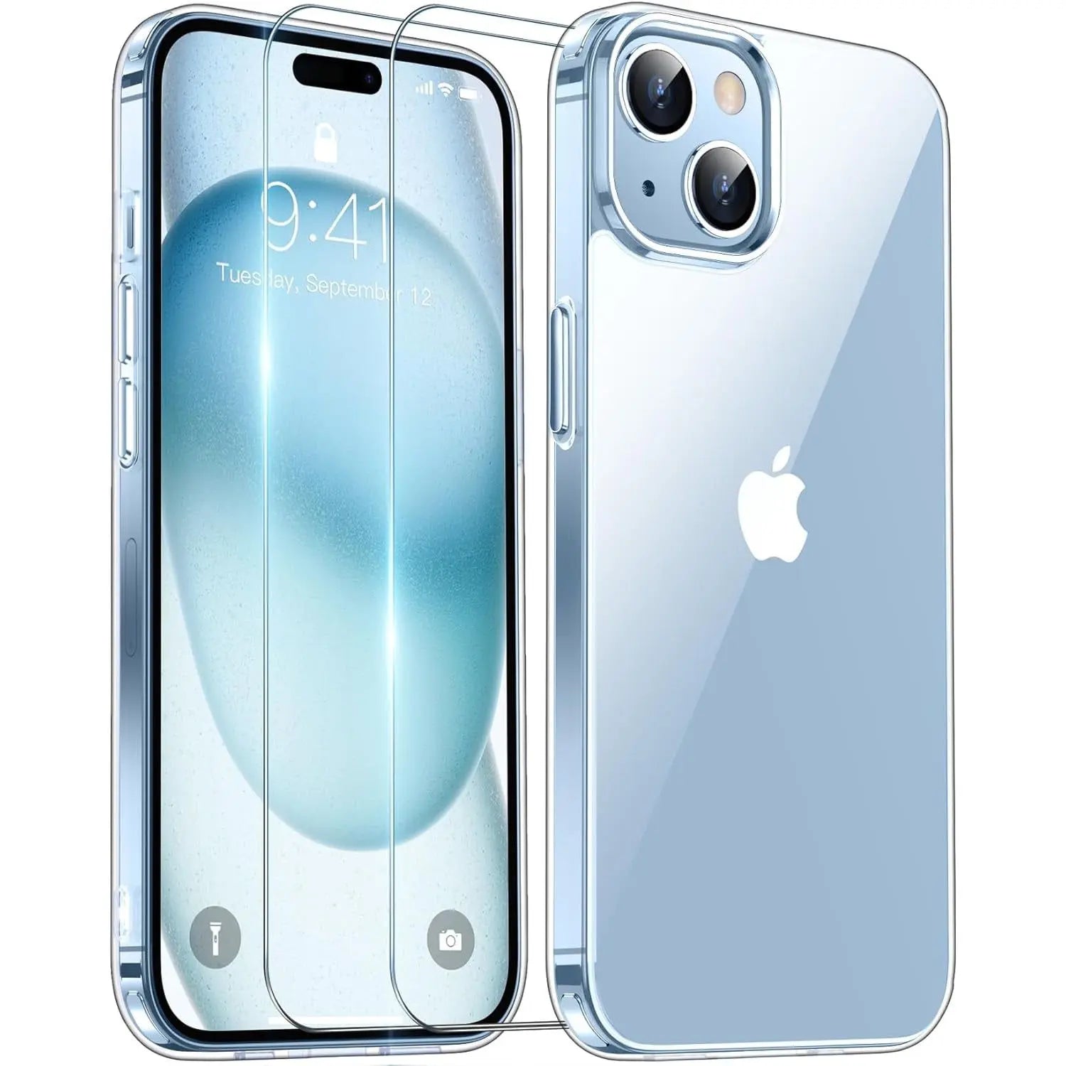 Entronix Bundle Compatible with iPhone 15 Plus - [Hard Back] Clear Case & 2 Clear Screen Protectors