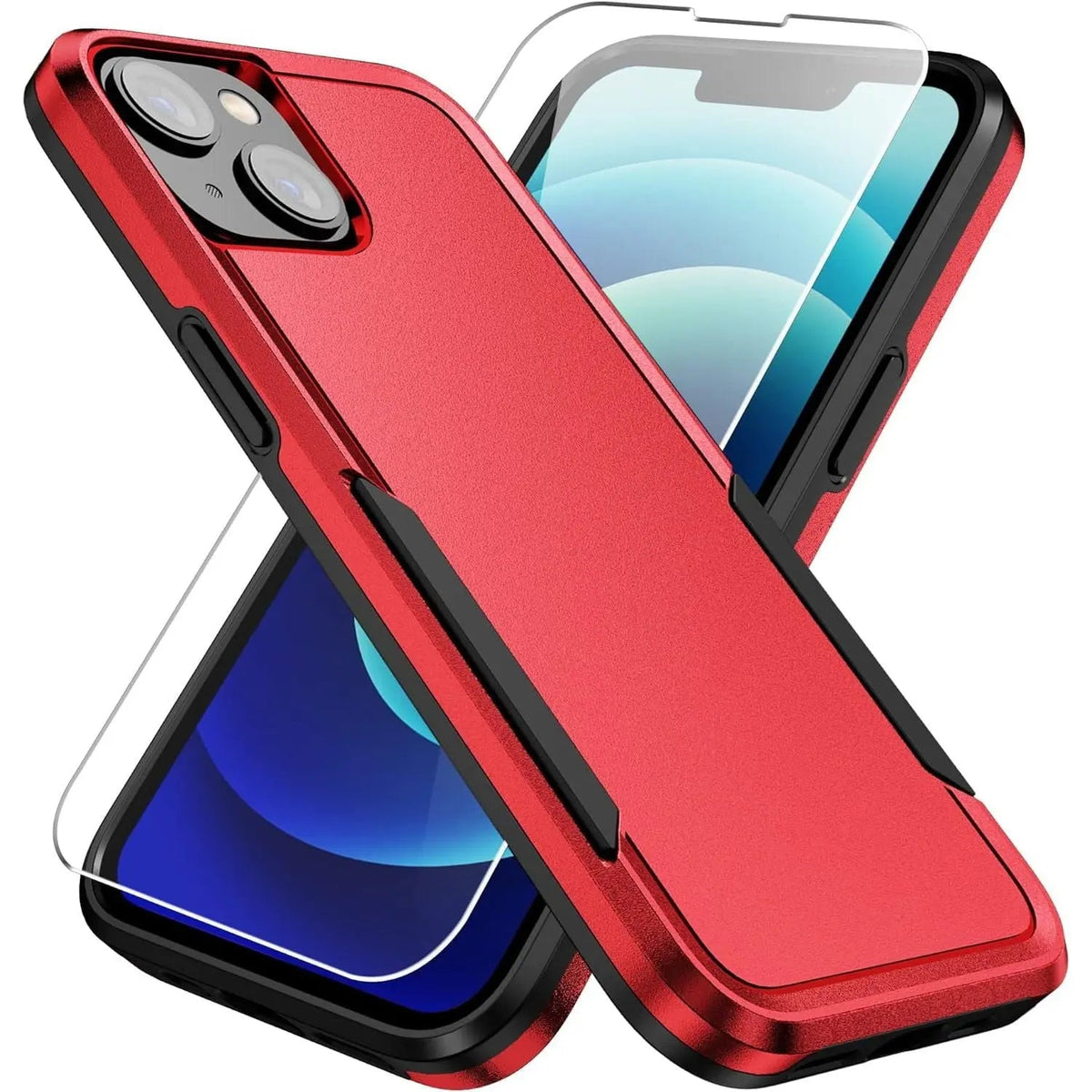Entronix Bundle Compatible with iPhone 14 Plus - Soft-Touch Dual-Layer Case & 1 Clear Screen Protector