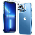 Entronix Bundle Compatible with iPhone 13 Pro - [Hard Back] Clear Case, 2 Clear Screen Protector & 1 Camera Lens Protector
