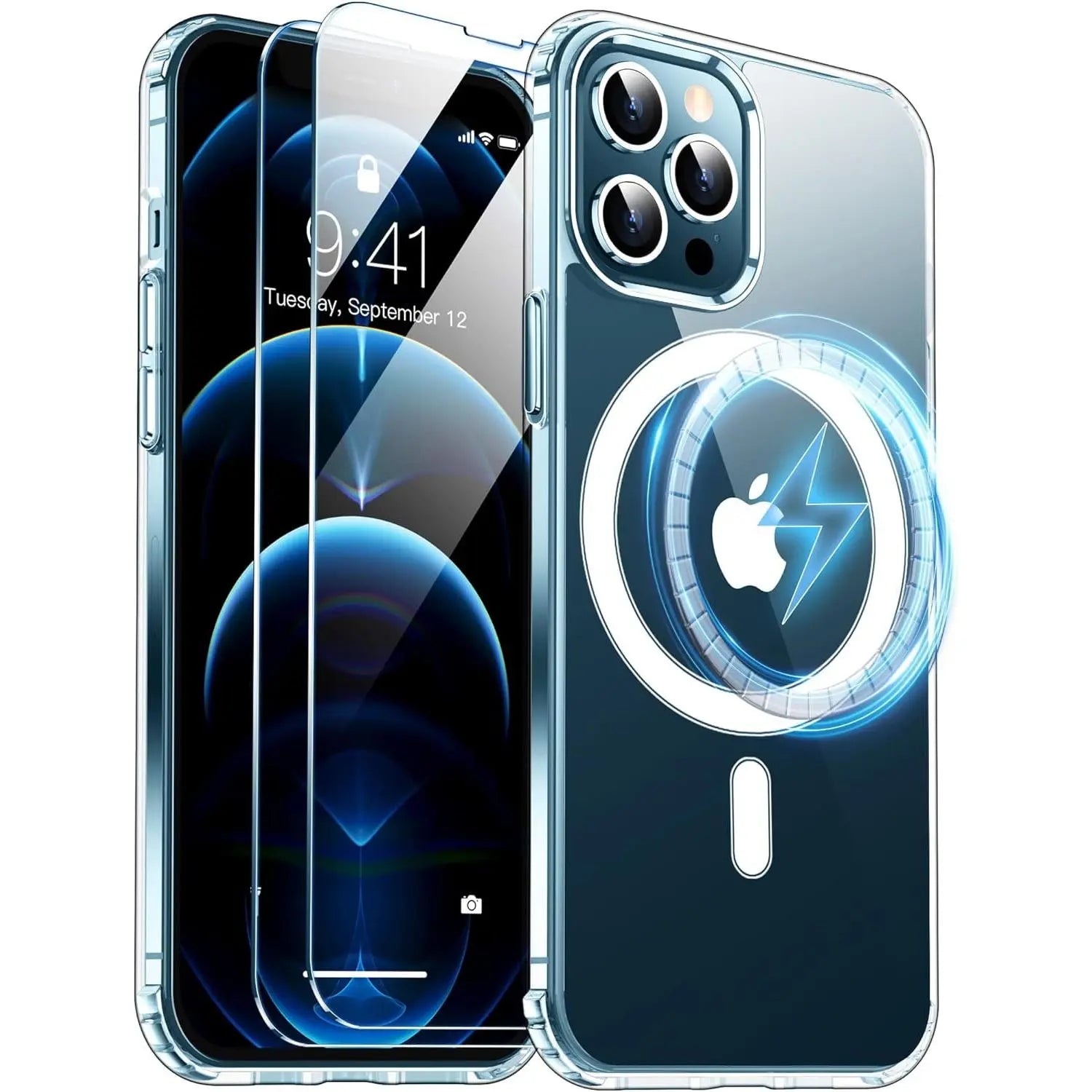 Entronix Bundle Compatible with iPhone 12 Pro - [Magnetic] Clear Case & 2 Clear Screen Protectors