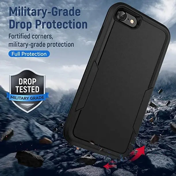 Entronix Bundle Compatible with iPhone 8/7/SE (2nd Gen) - Soft-Touch Dual-Layer Case & 1 Clear Screen Protector