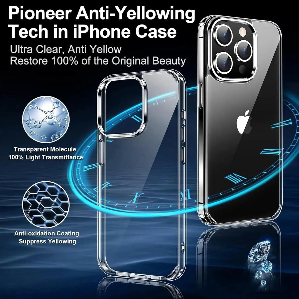Entronix Bundle Compatible with iPhone 15 Pro Max - [Hard Back] Clear Case & 2 Clear Screen Protectors