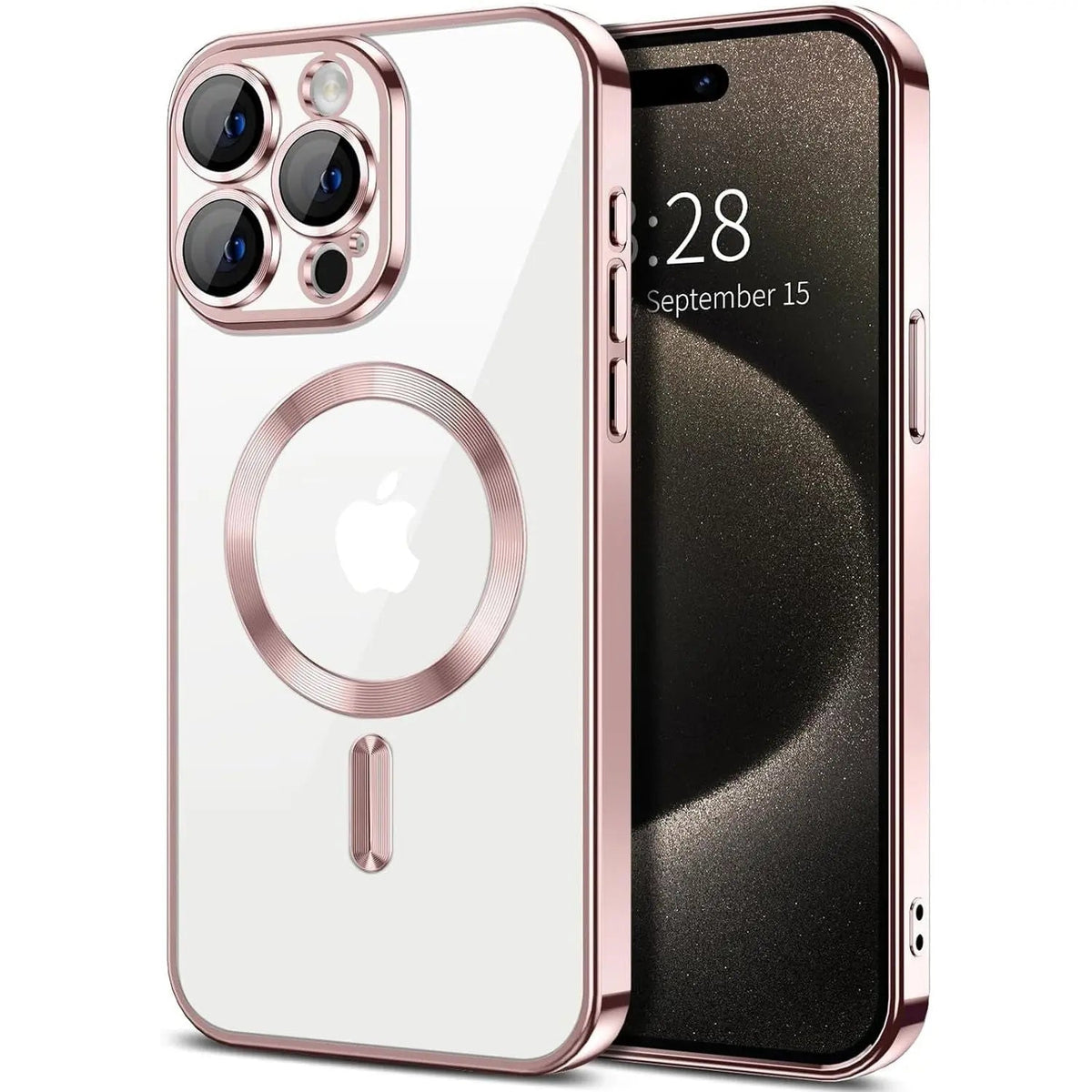 Entronix [Magnetic] Case Compatible with iPhone 15 Pro Max - [Clear Back] Luxury Glossy Cover