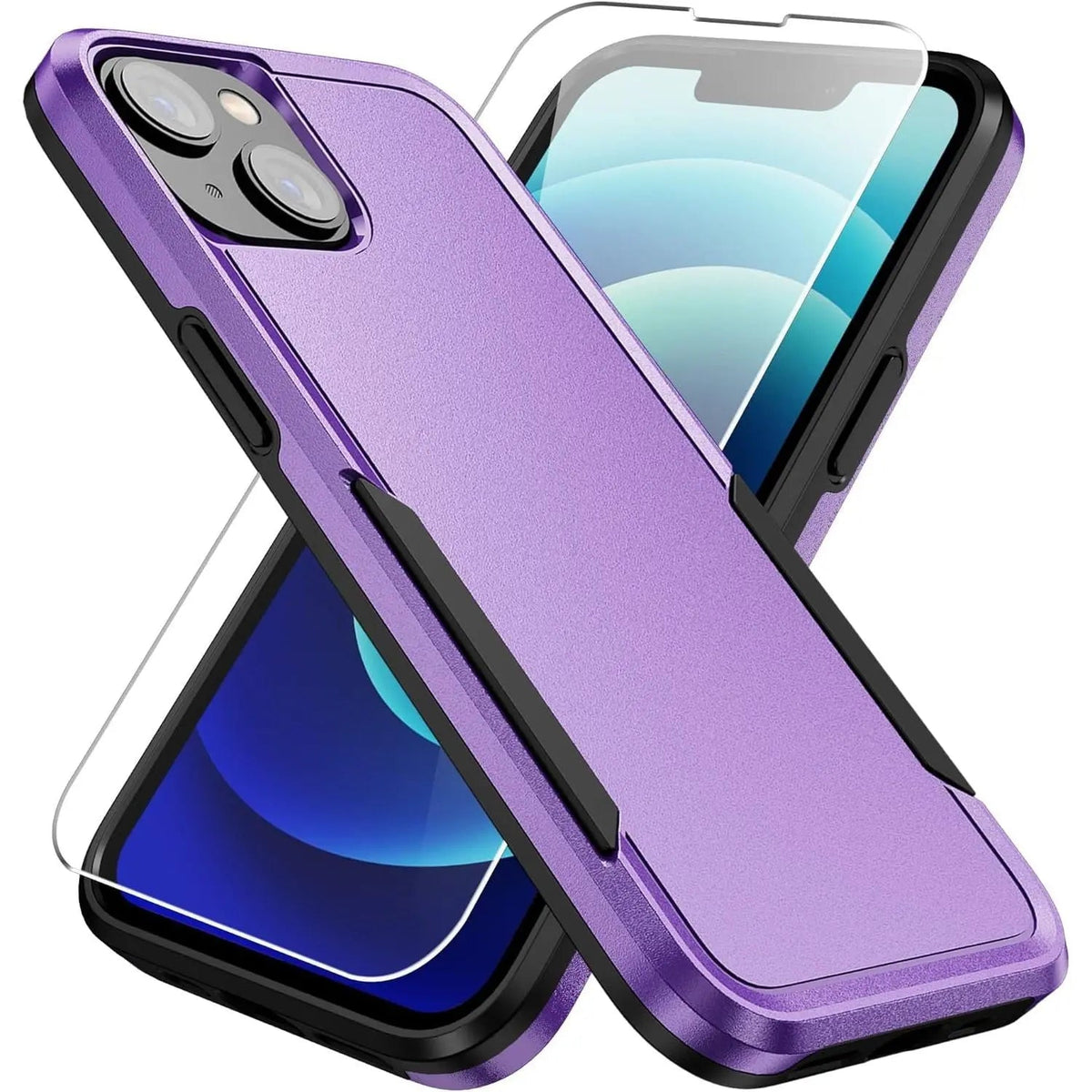 Entronix Bundle Compatible with iPhone 14 Plus - Soft-Touch Dual-Layer Case & 1 Clear Screen Protector