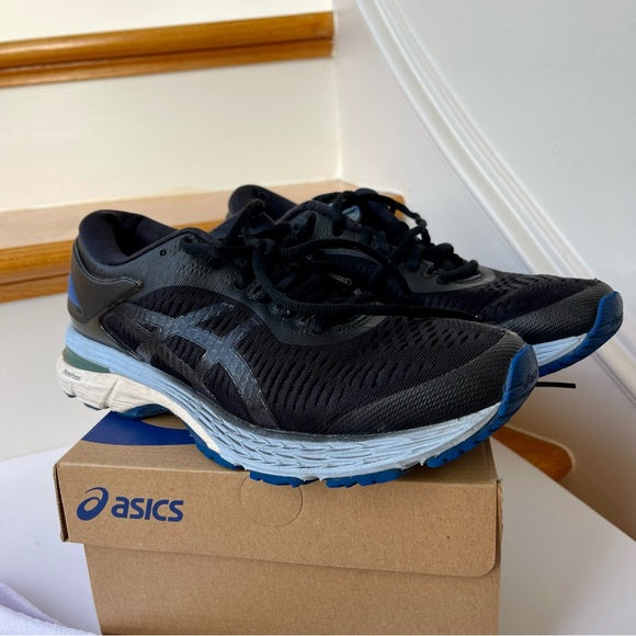 Asics Kayano 25 Womens Running Shoes - Black / blue . Stability shoe Pre-Owned