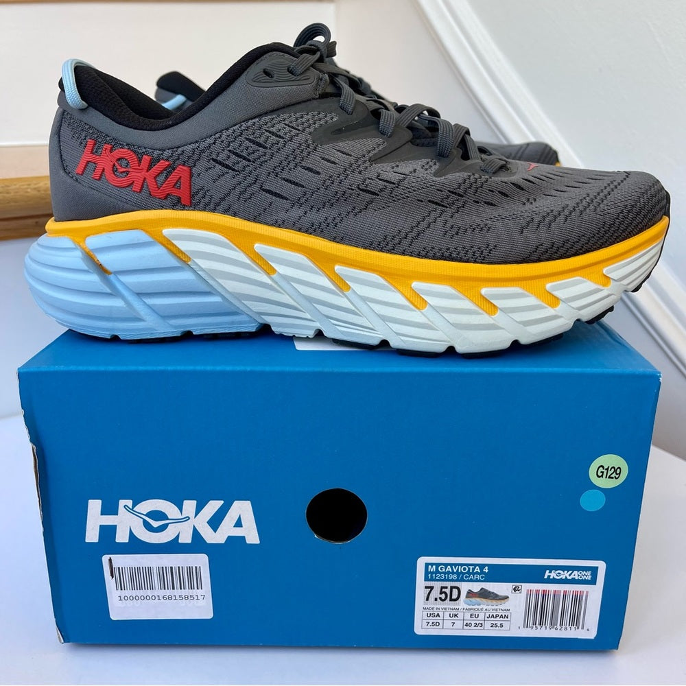 Hoka Gaviota 4 Running Shoes in Castlerock / Anthracite Grey / Blue - Men's