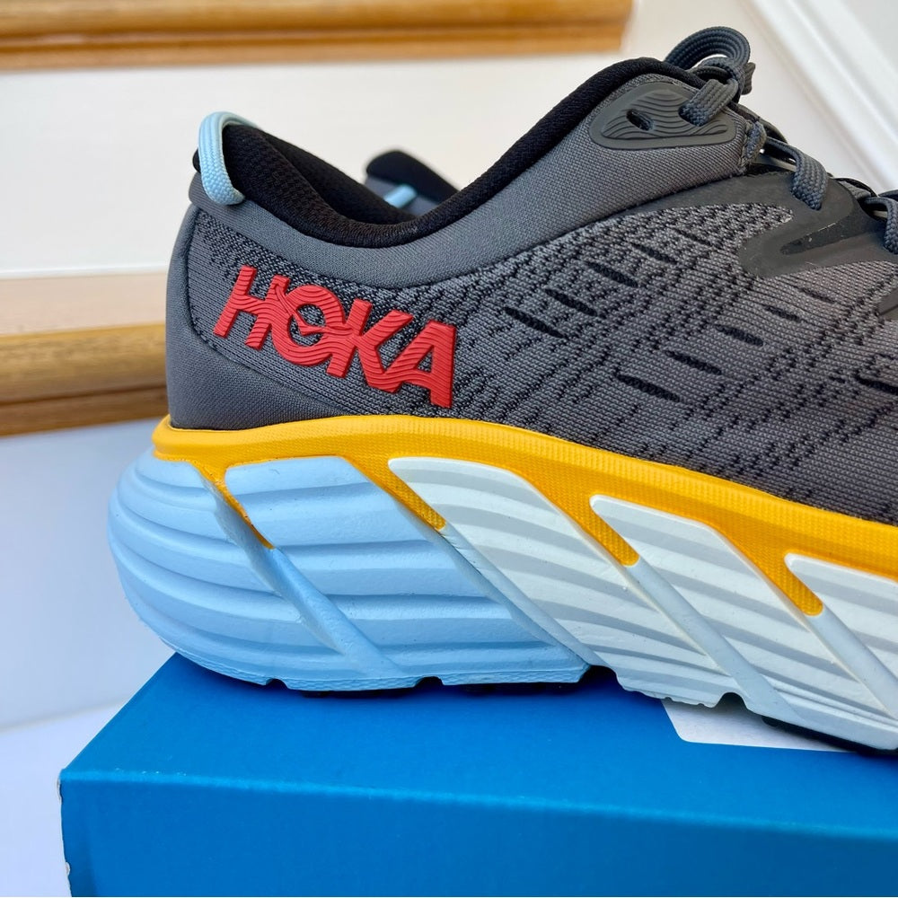 Hoka Gaviota 4 Running Shoes in Castlerock / Anthracite Grey / Blue - Men's
