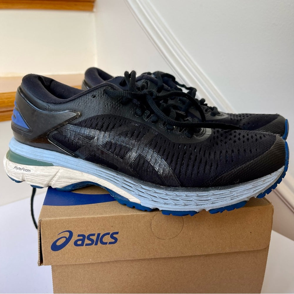 Asics Kayano 25 Womens Running Shoes - Black / blue . Stability shoe Pre-Owned