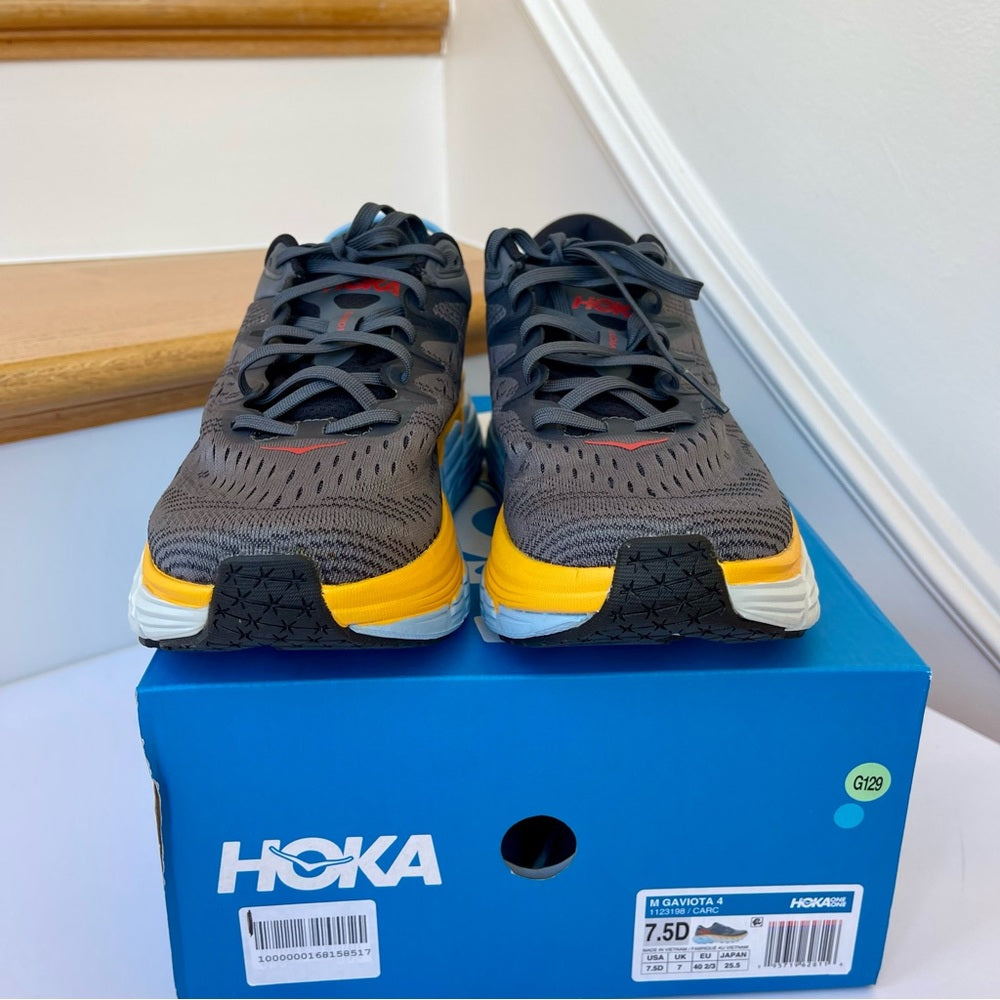 Hoka Gaviota 4 Running Shoes in Castlerock / Anthracite Grey / Blue - Men's