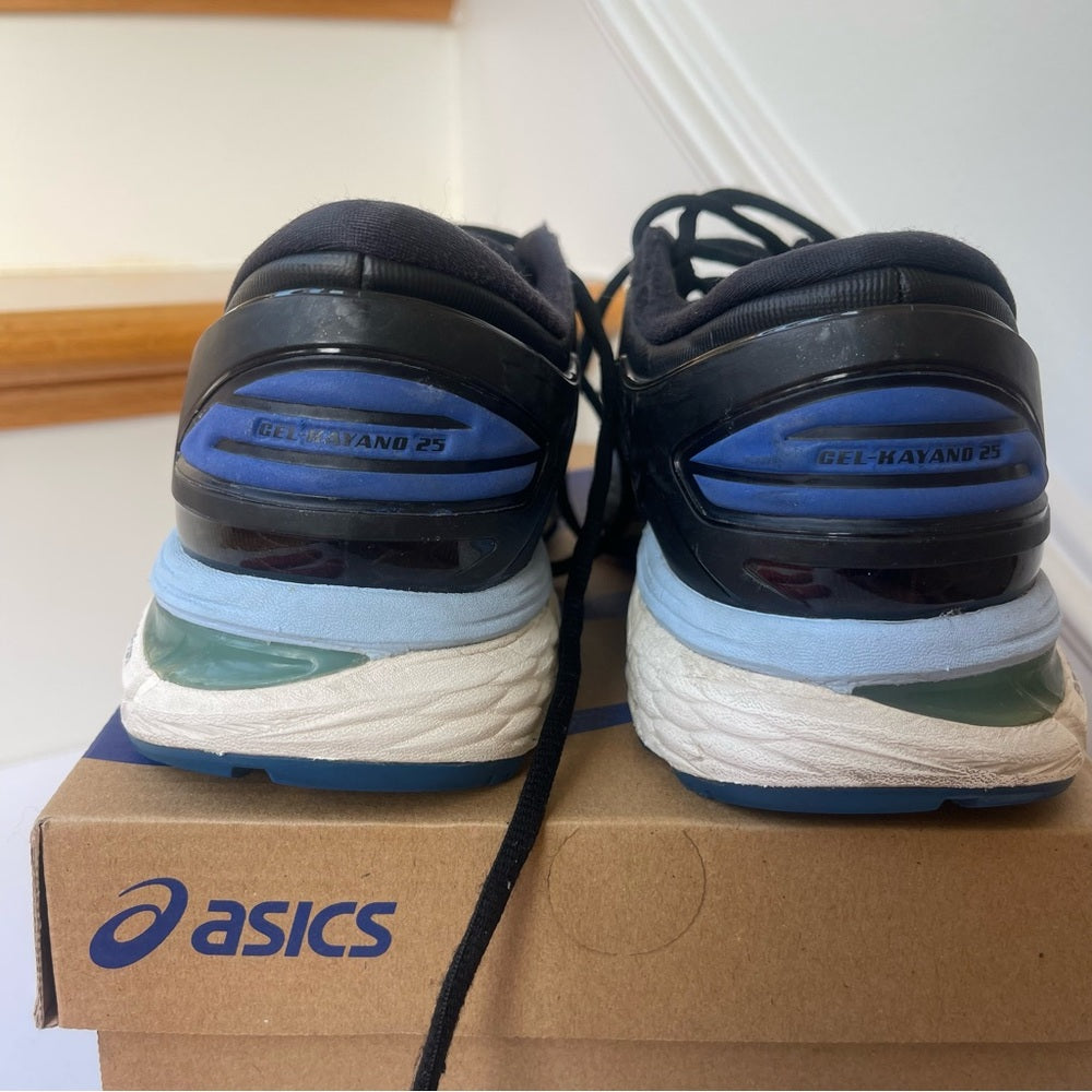 Asics Kayano 25 Womens Running Shoes - Black / blue . Stability shoe Pre-Owned