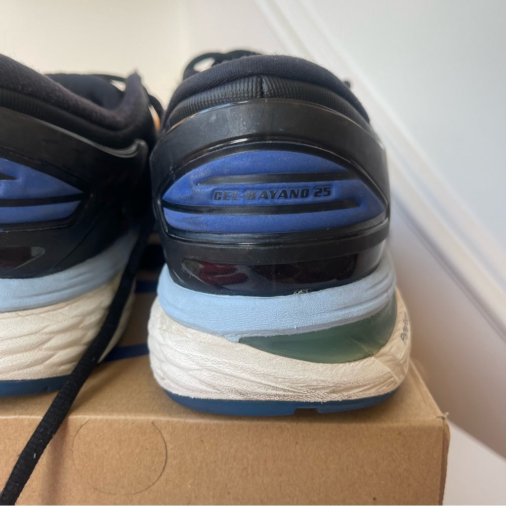 Asics Kayano 25 Womens Running Shoes - Black / blue . Stability shoe Pre-Owned