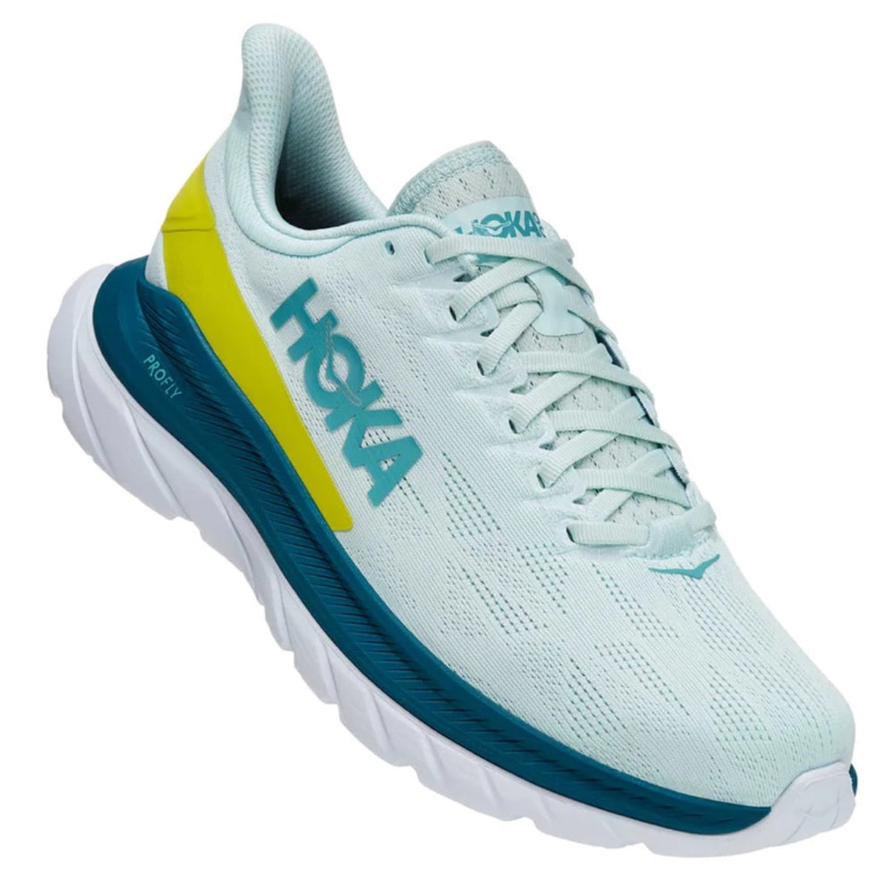 Hoka Mach 4 Running Shoes in Blue Glass / Evening Primrose , Hoka One