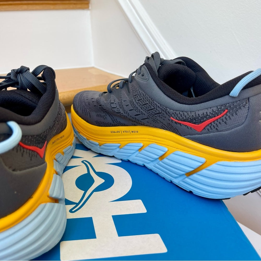 Hoka Gaviota 4 Running Shoes in Castlerock / Anthracite Grey / Blue - Men's